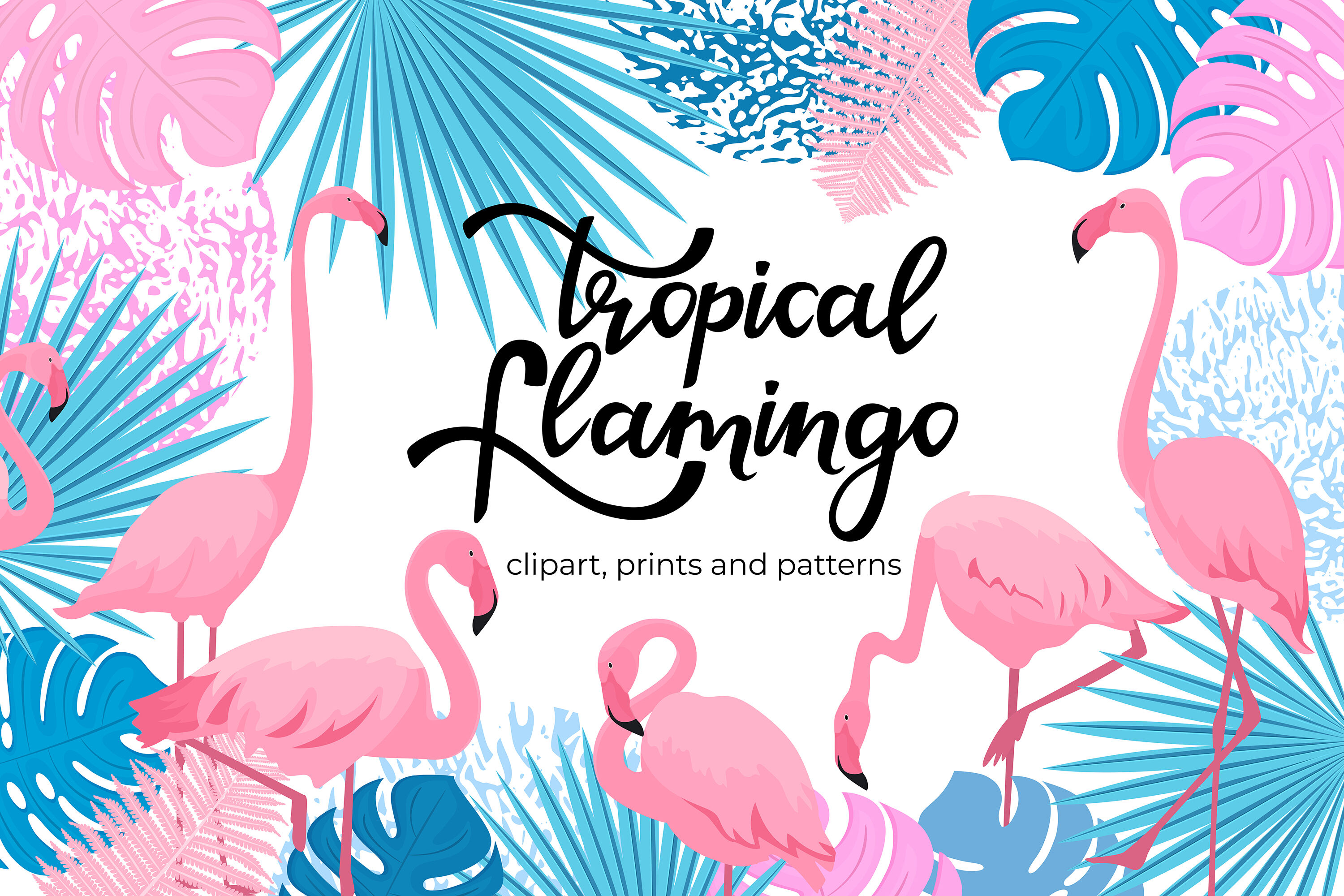 Tropical Pink Flamingo By Liluart Thehungryjpeg Com