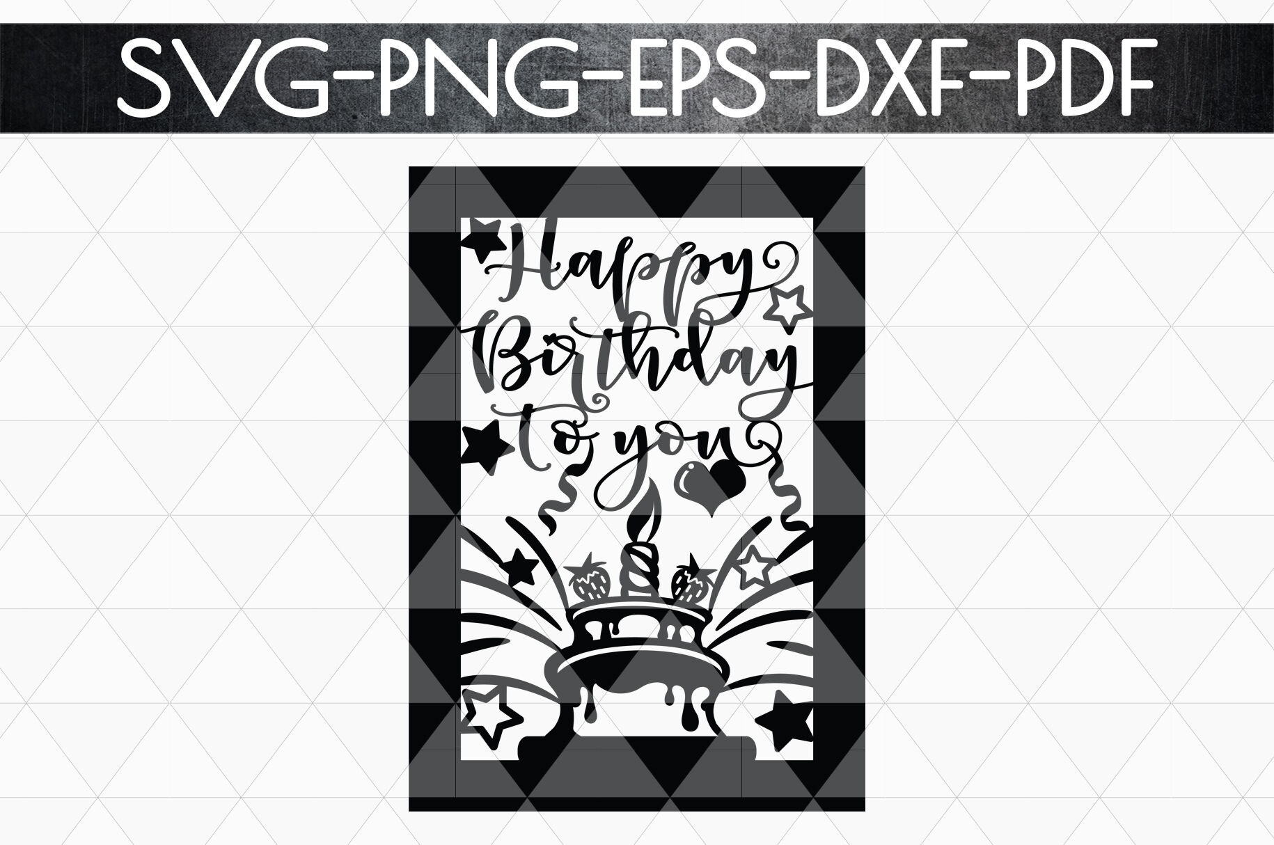 Download Happy Birthday Papercut Template Birthday Card Cover Svg By Mulia Designs Thehungryjpeg Com SVG, PNG, EPS, DXF File