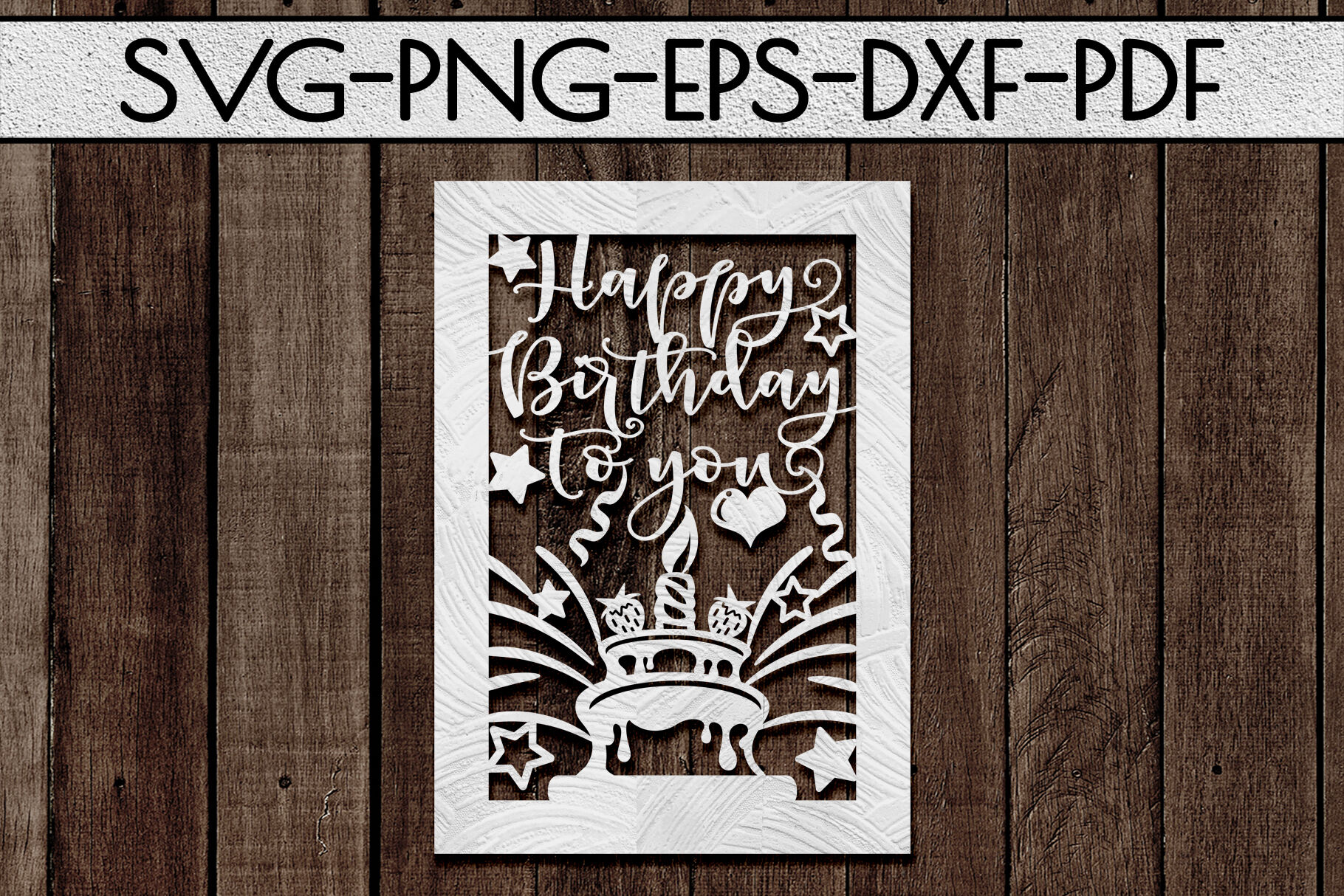 Happy Birthday Papercut Template, Birthday Card Cover, SVG By