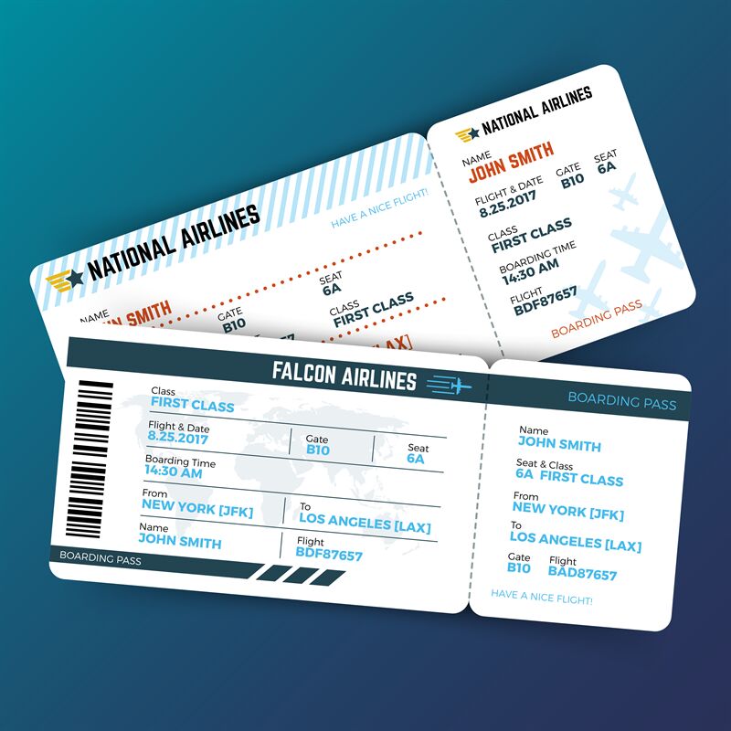 Vector Travelling Concept With Airline Boarding Pass Tickets By Microvector Thehungryjpeg Com