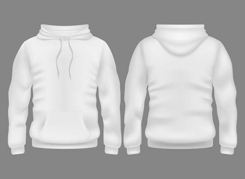 Download Men white blank hoodie in front and back view. Vector ...