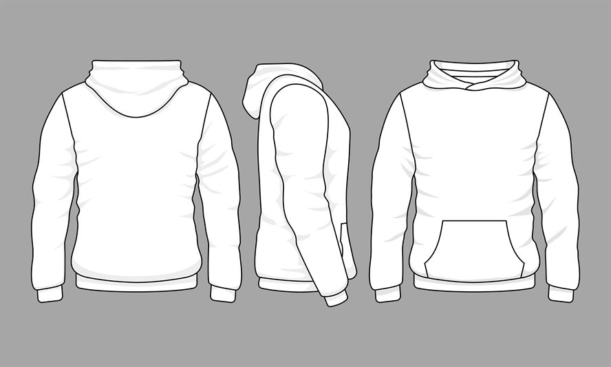 Male hoodie sweatshirt in front, back and side views By Microvector ...