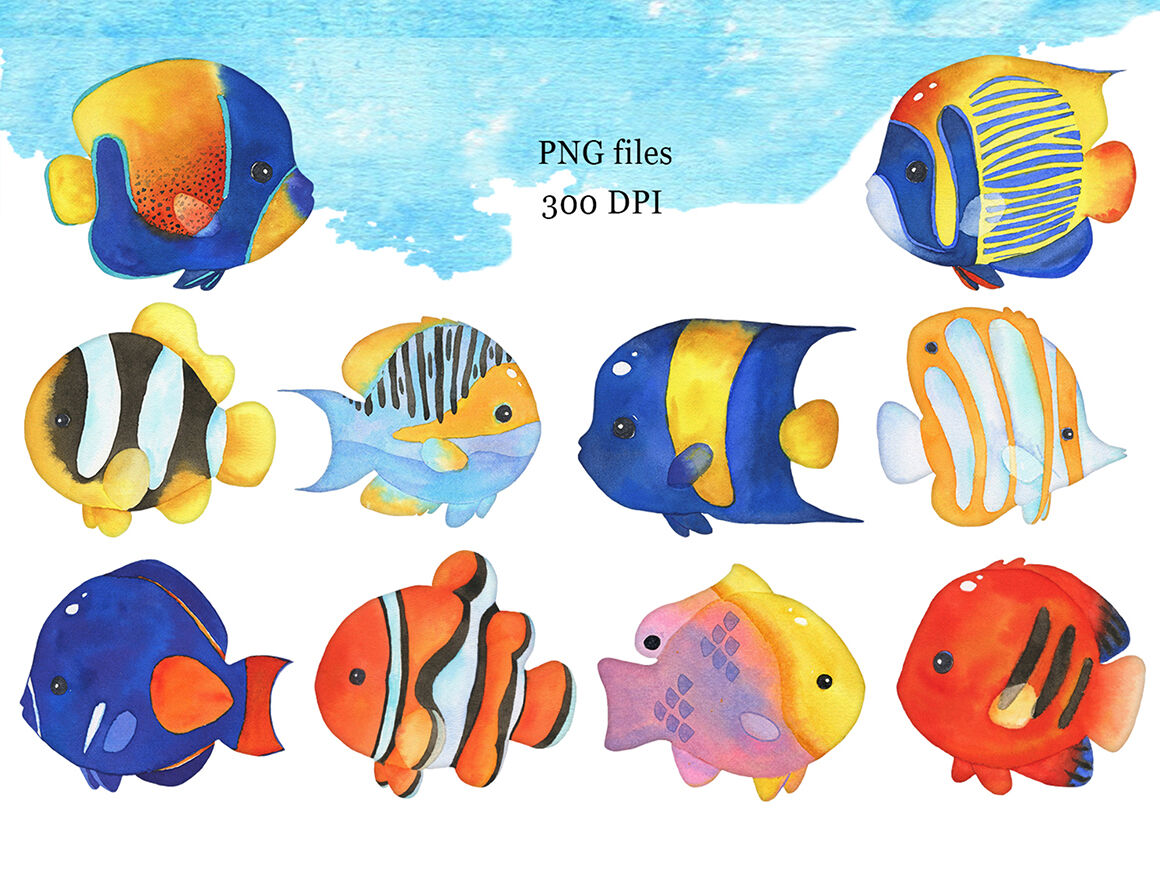 Watercolor Tropical Fish Clipart By By StuART