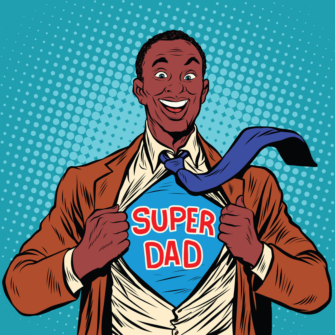African American joyful super dad By studiostoks | TheHungryJPEG