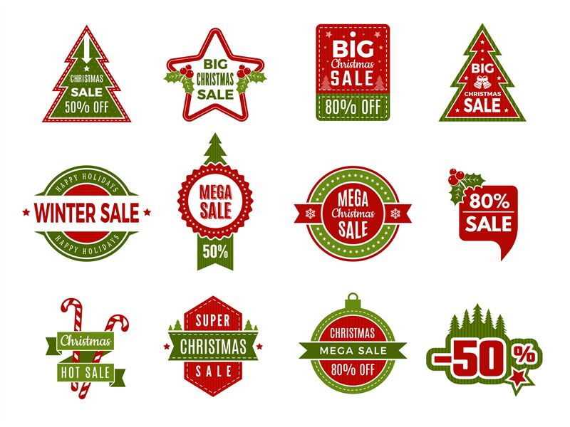 Winter Holiday Sales Christmas Badges Or Labels Retail Discount Deals By Onyx Thehungryjpeg Com