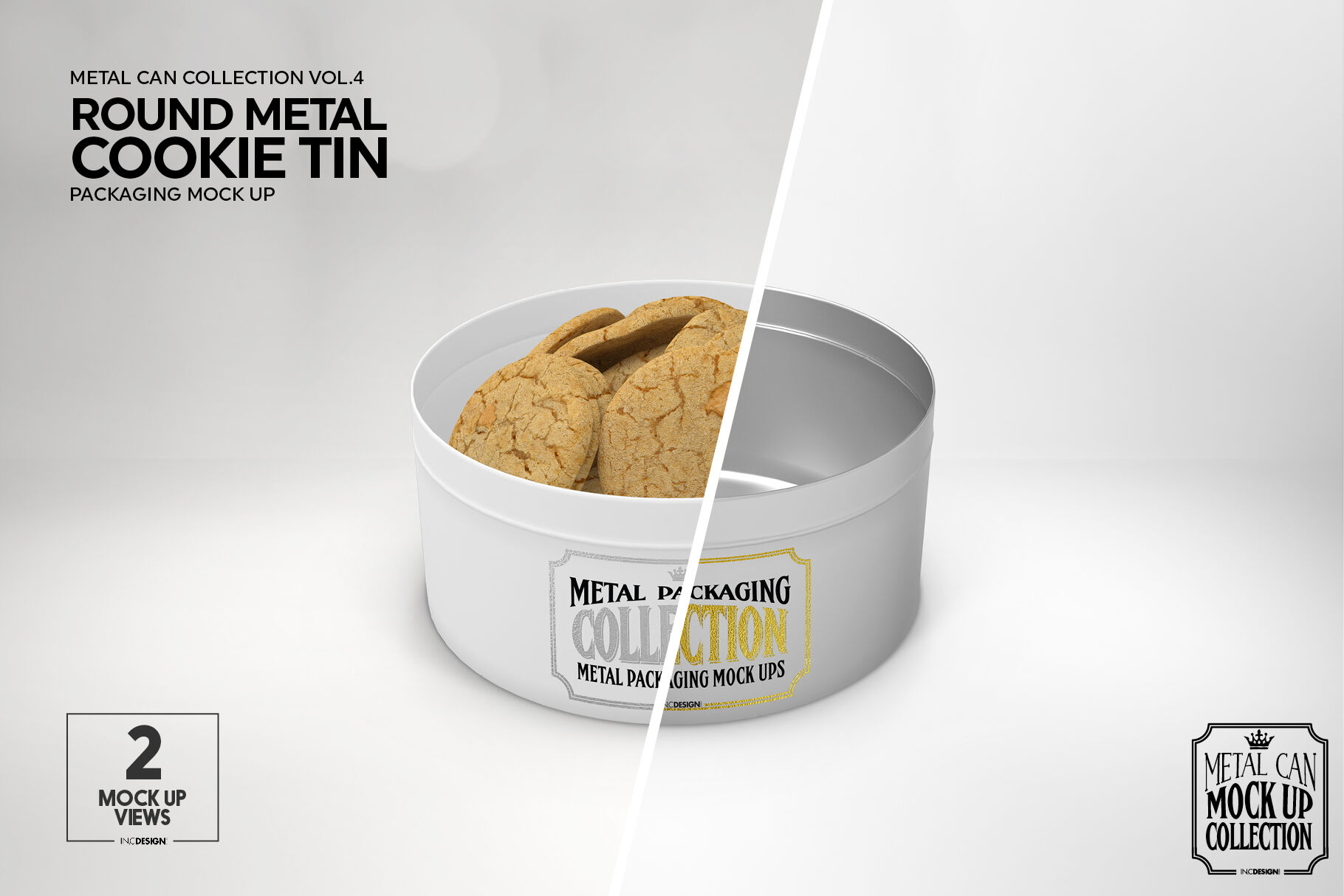Download Metal Round Cookie Tin Packaging Mockup By INC Design ...