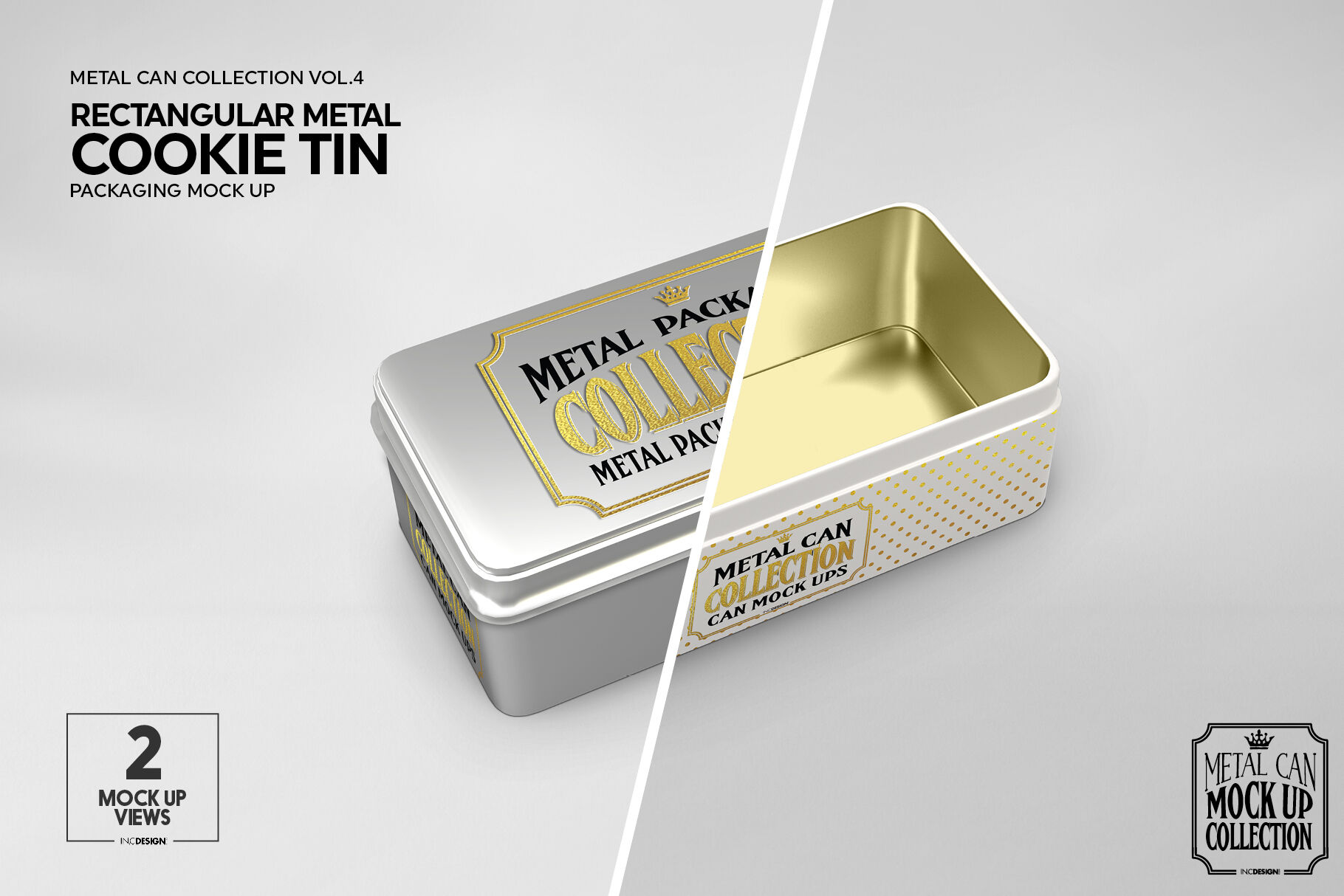 Download Metal Rectangular Cookie Tin Packaging Mockup By Inc Design Studio Thehungryjpeg Com