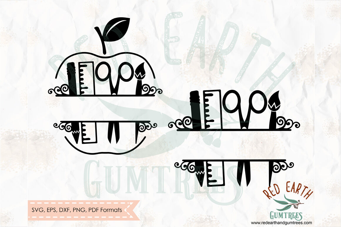 Download School teacher apple split monogram frame SVG, PNG, EPS, DXF, PDF By SVGBreweryDesigns ...