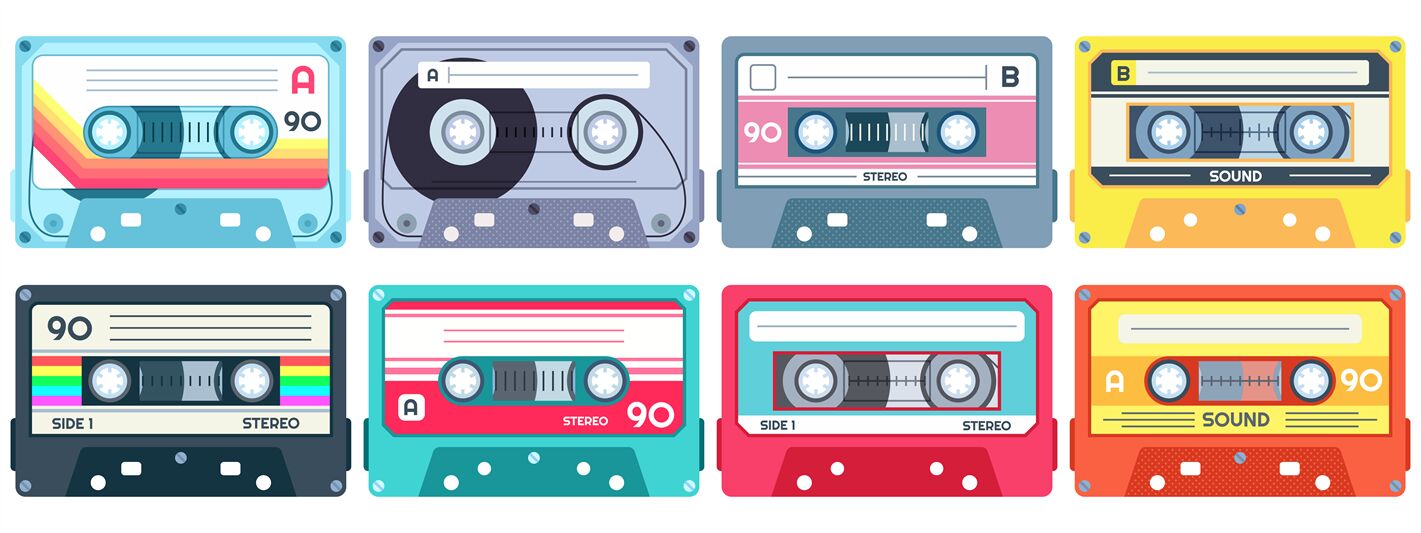 Retro music cassette. Stereo DJ tape, vintage 90s ...
