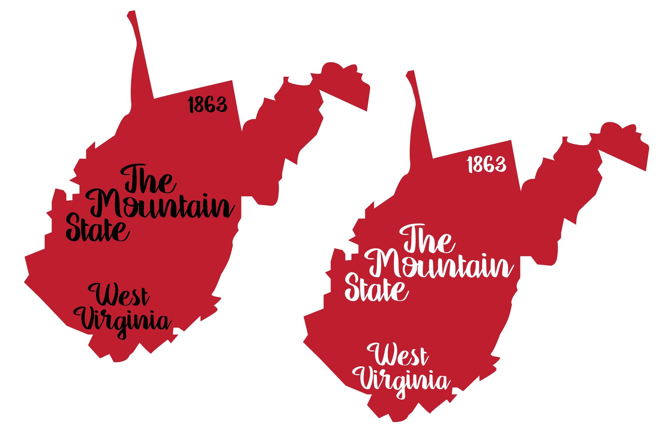 West Virginia Map State Shape SVG Craft Cutting File Download
