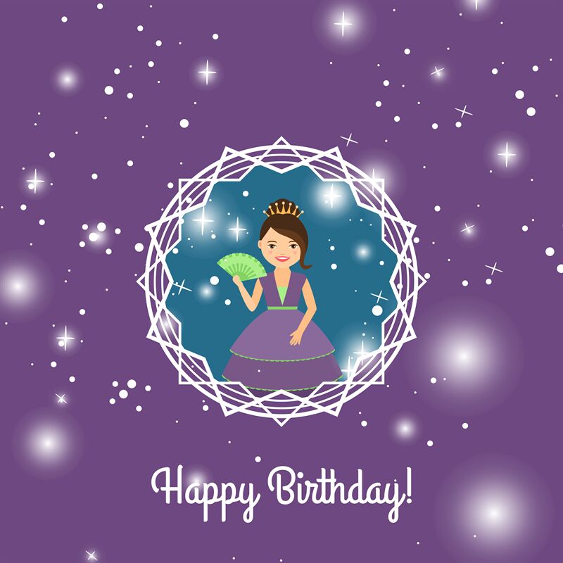 Happy Birthday card with cartoon princess By SmartStartStocker ...