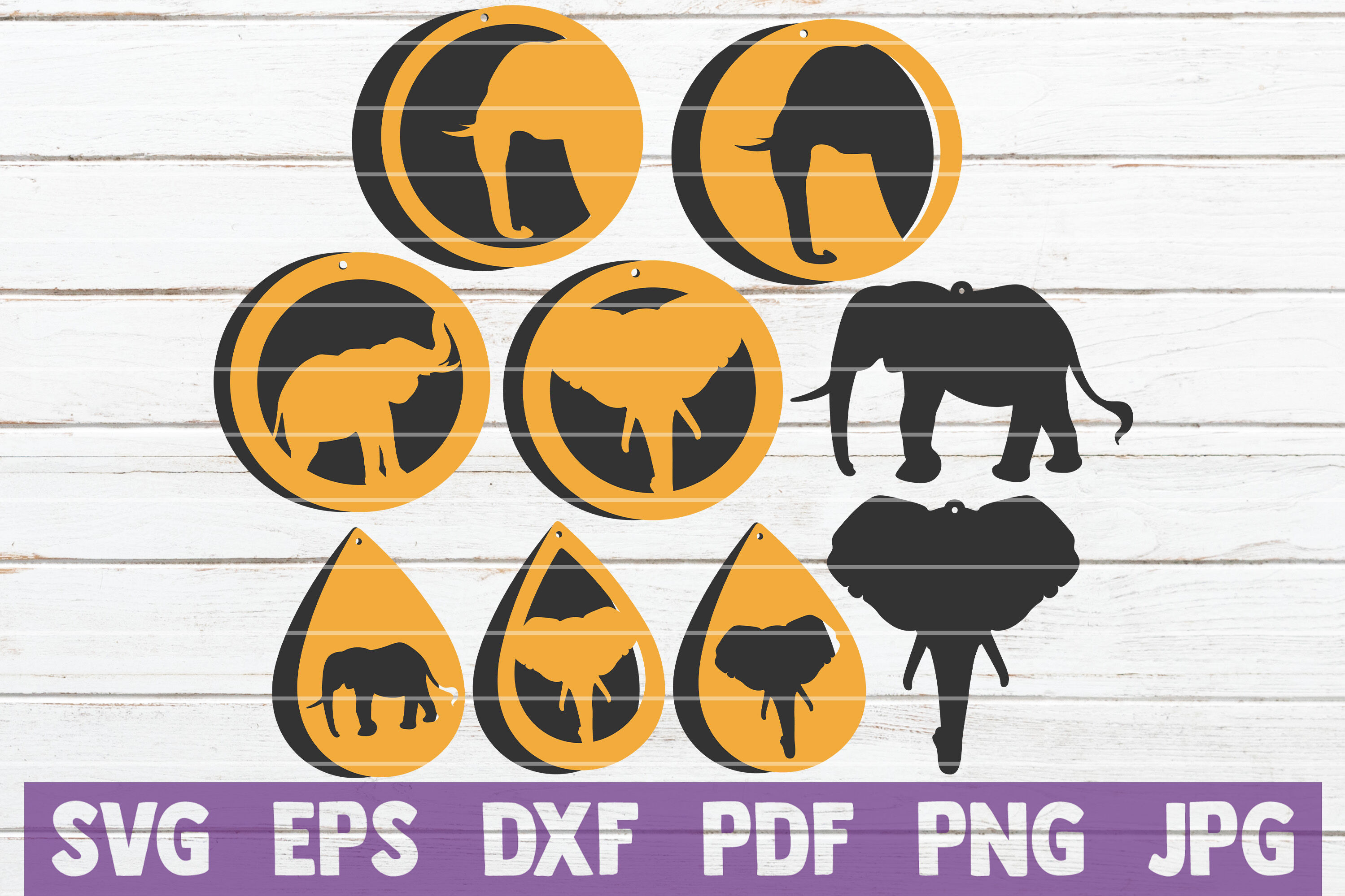 Download Elephant Earrings SVG Cut File Templates By MintyMarshmallows | TheHungryJPEG.com