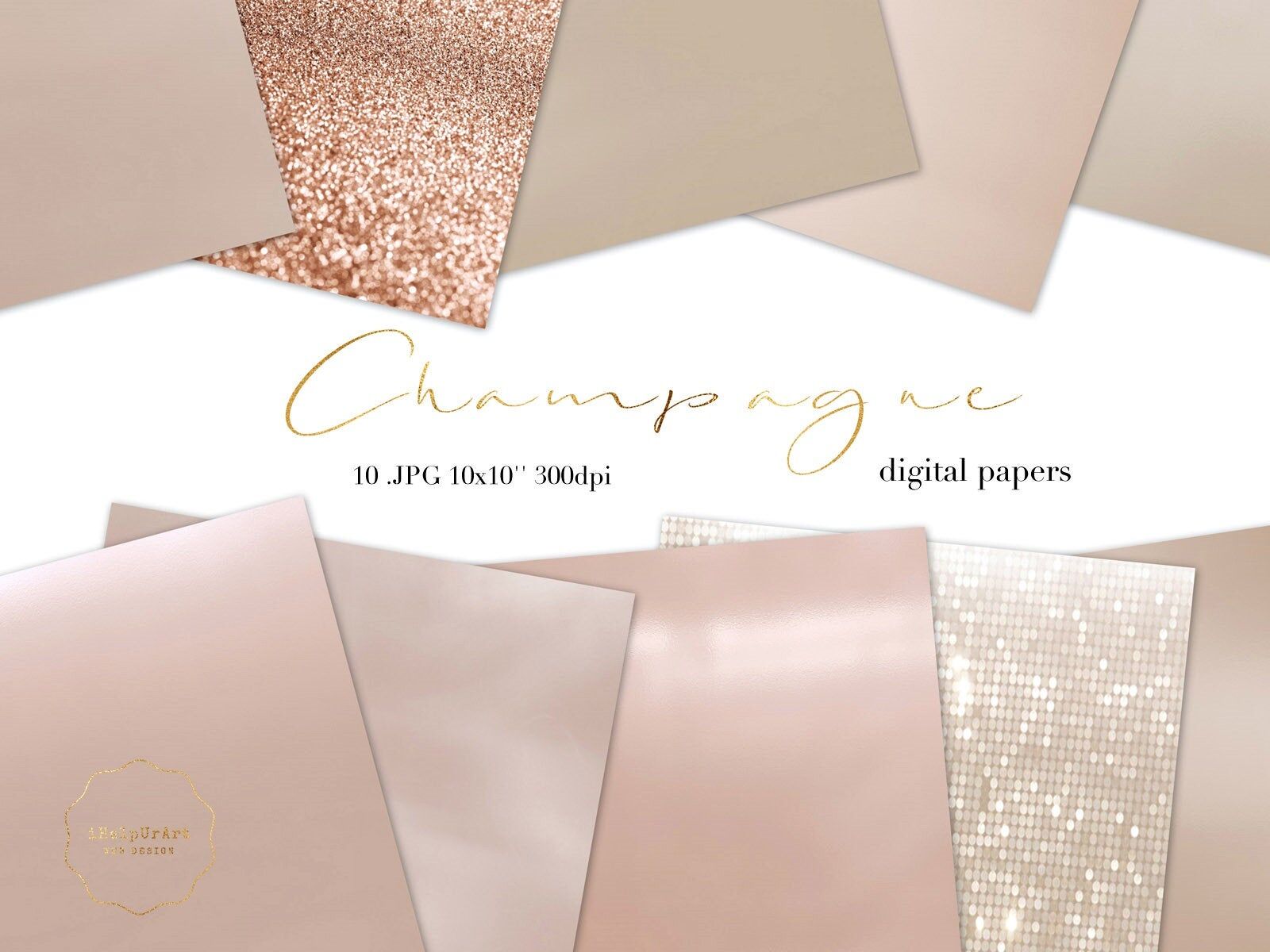 Rose Gold Champagne Digital Paper Textures Pattern 
