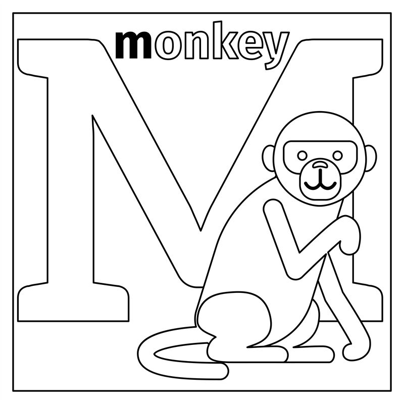 Download Monkey, letter M coloring page By SmartStartStocker ...