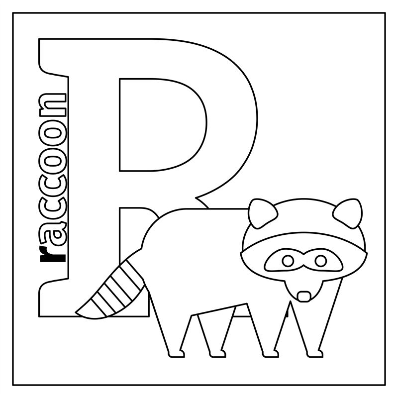 Raccoon Letter R Coloring Page By Smartstartstocker Thehungryjpeg