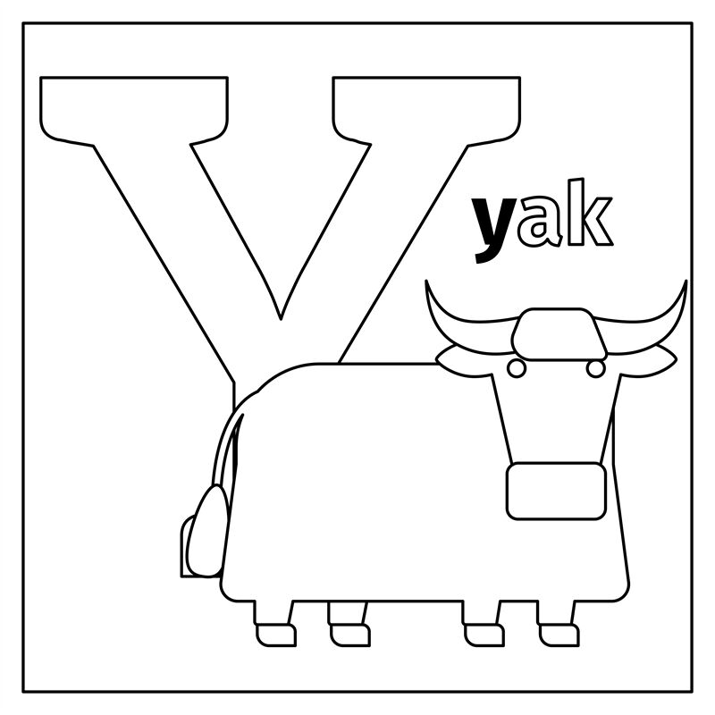Yak, letter Y coloring page By SmartStartStocker | TheHungryJPEG
