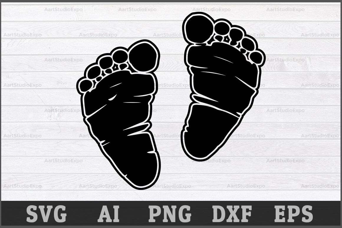 Download Baby Footprint Svg Cut Files Baby Footprint Dxf Cutting Files Baby By Creative Art Thehungryjpeg Com