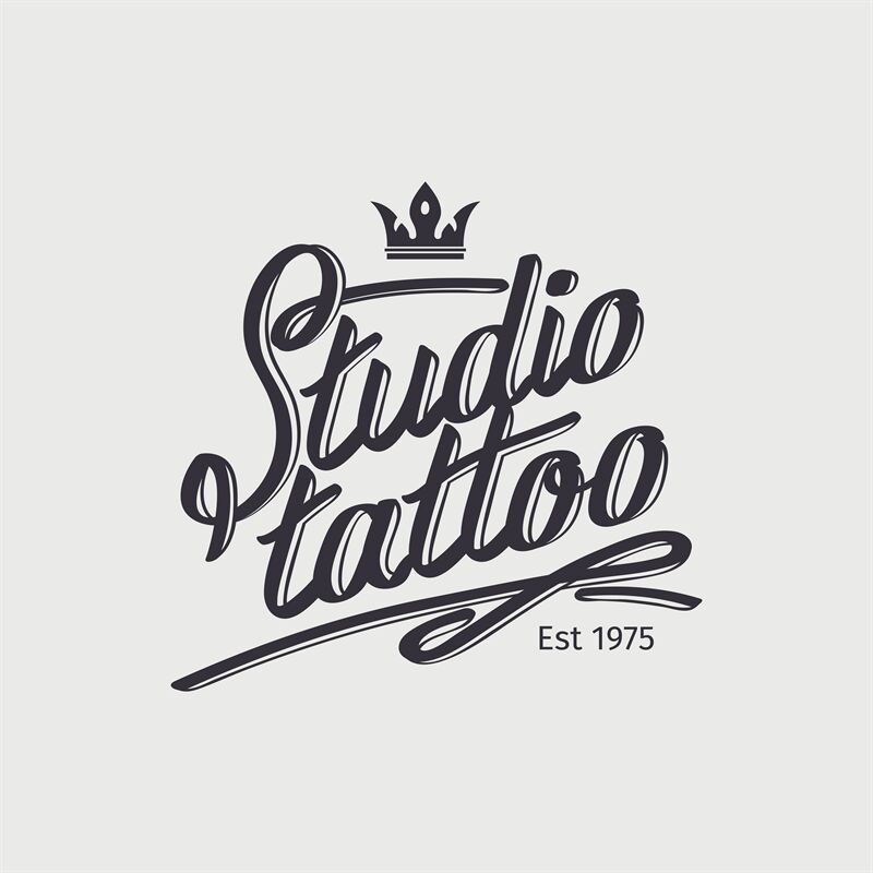 Studio tattoo retro logo with crown By SmartStartStocker | TheHungryJPEG
