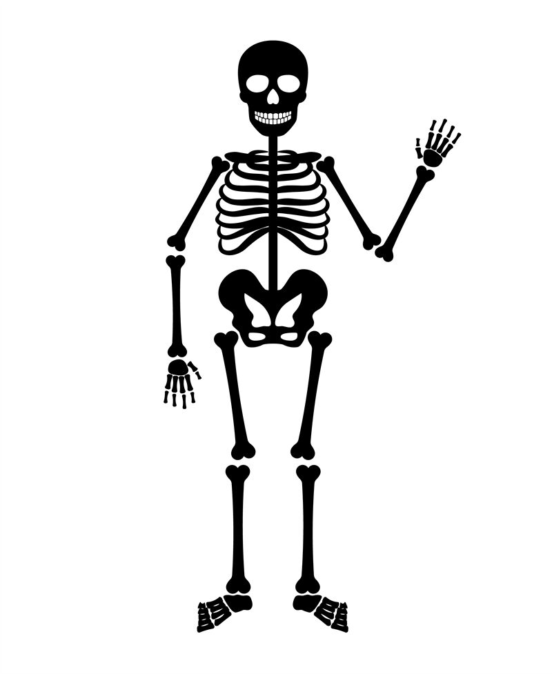 halloween clip art black and white skeleton
