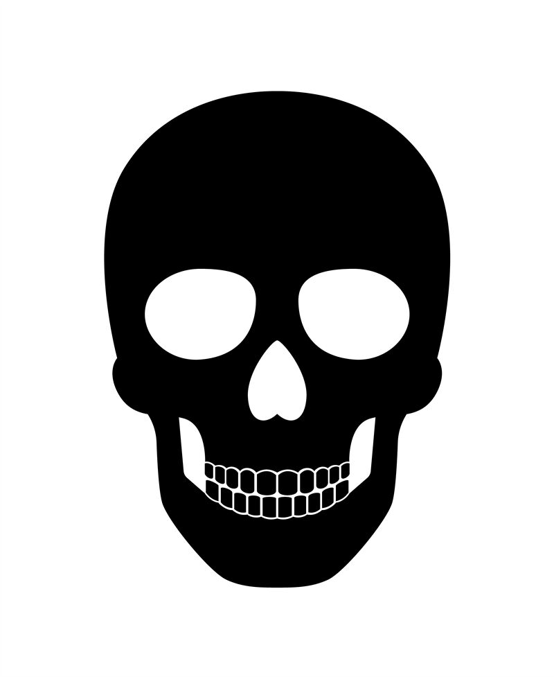 Black skull isolated on white background for pirate or halloween party ...