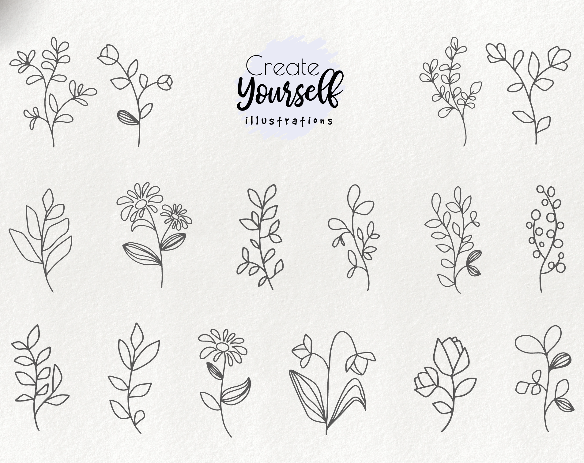Download Hand drawn floral elements - doodle leaves clipart ...