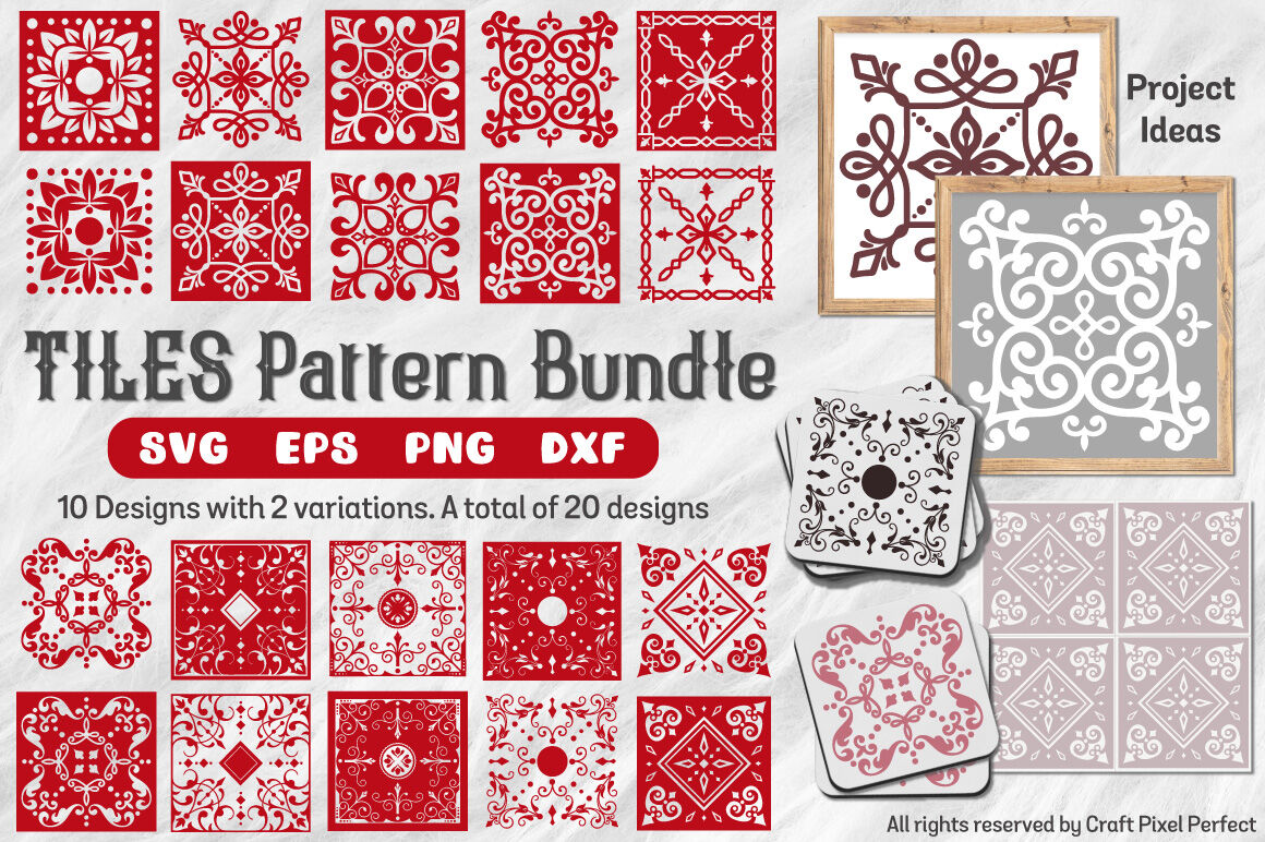 Download Tile Patterns Bundle Tiles Svg Tile Stencils Svg By Craft Pixel Perfect Thehungryjpeg Com