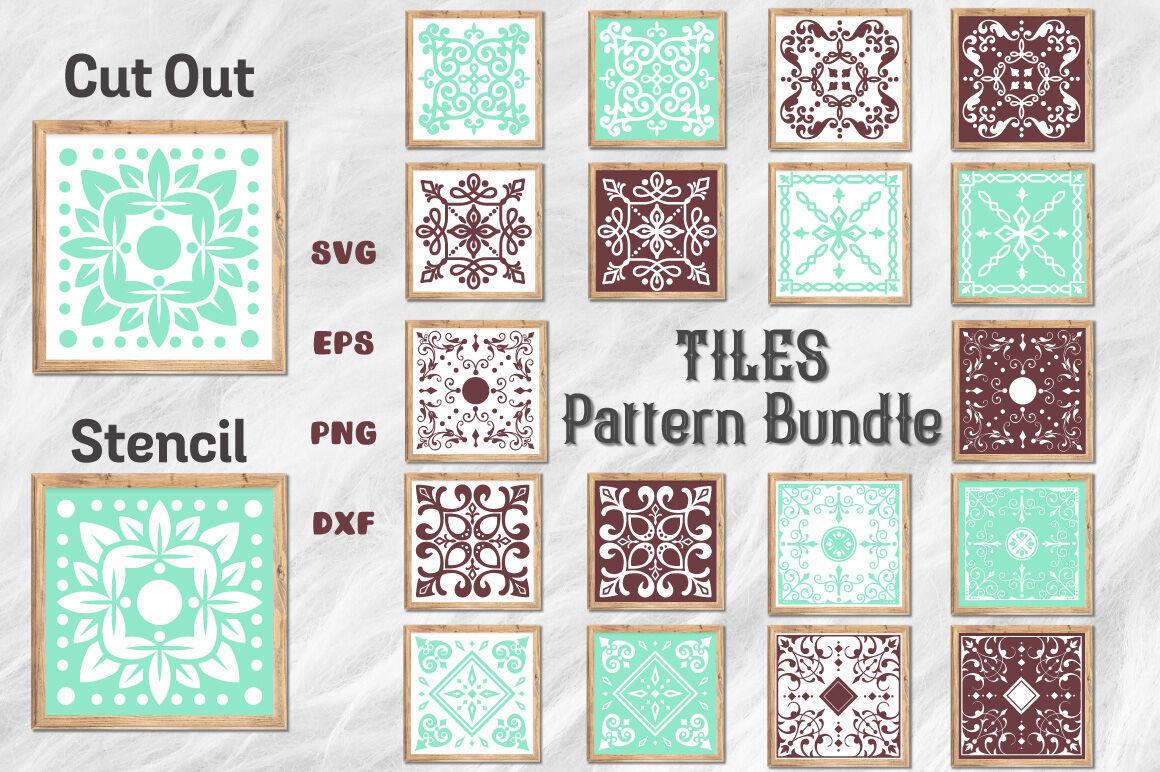 Download Tile Patterns Bundle Tiles Svg Tile Stencils Svg By Craft Pixel Perfect Thehungryjpeg Com