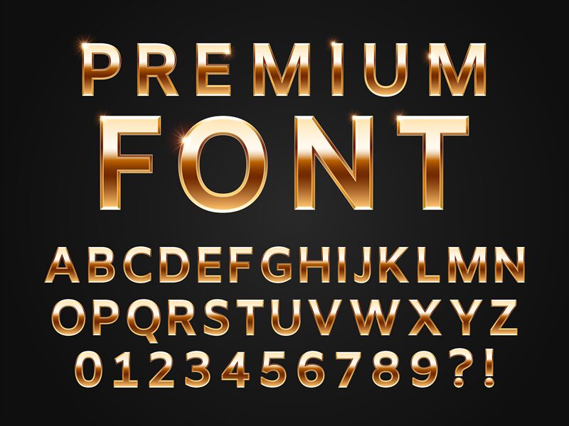 Download Glossy gold typeface, shine alphabet letters collection for premium te By Tartila ...