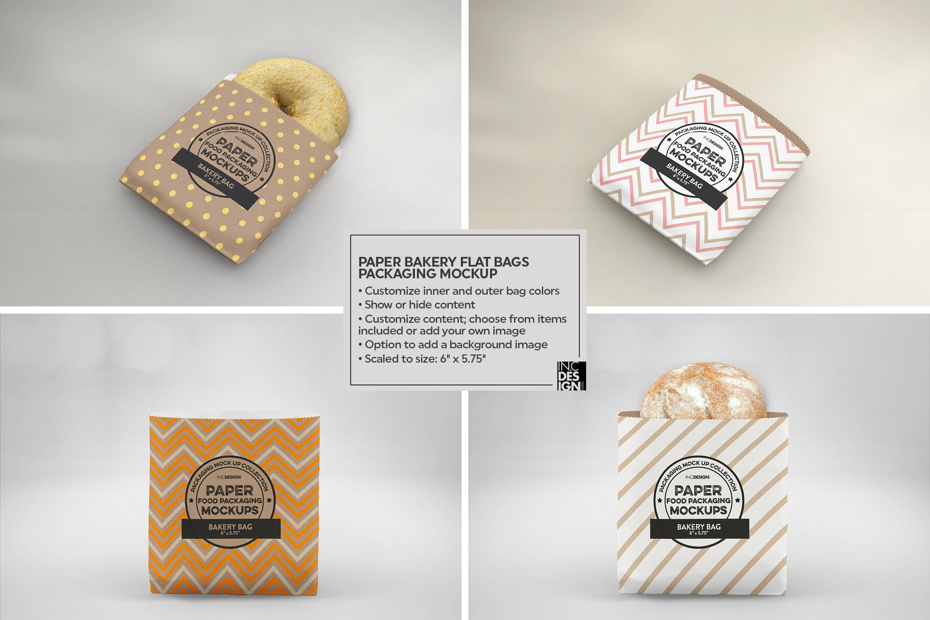 Flat Bakery Bags Packaging Mockup By Inc Design Studio Thehungryjpeg Com