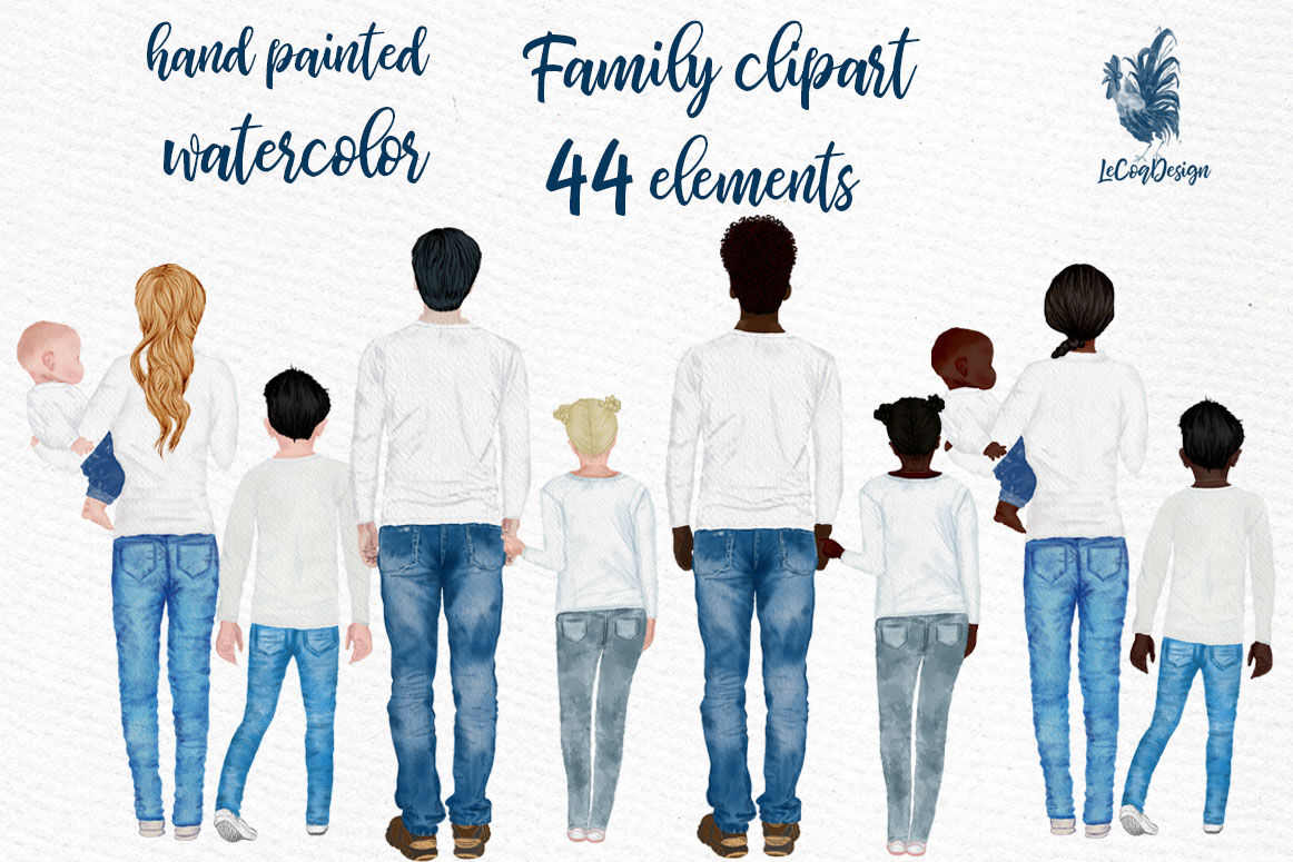 Watercolor Family Clipart People Clipart Infant Baby By Lecoqdesign Thehungryjpeg Com