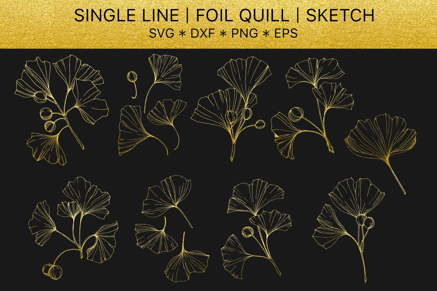 Download Foil quill SVG golden crystals. Single line design. By ...