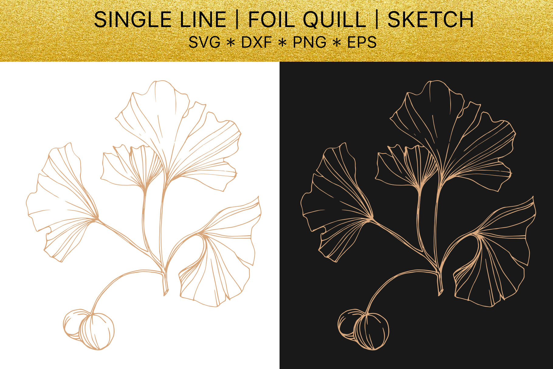 Download Foil quill SVG golden crystals. Single line design. By MyStocks | TheHungryJPEG.com