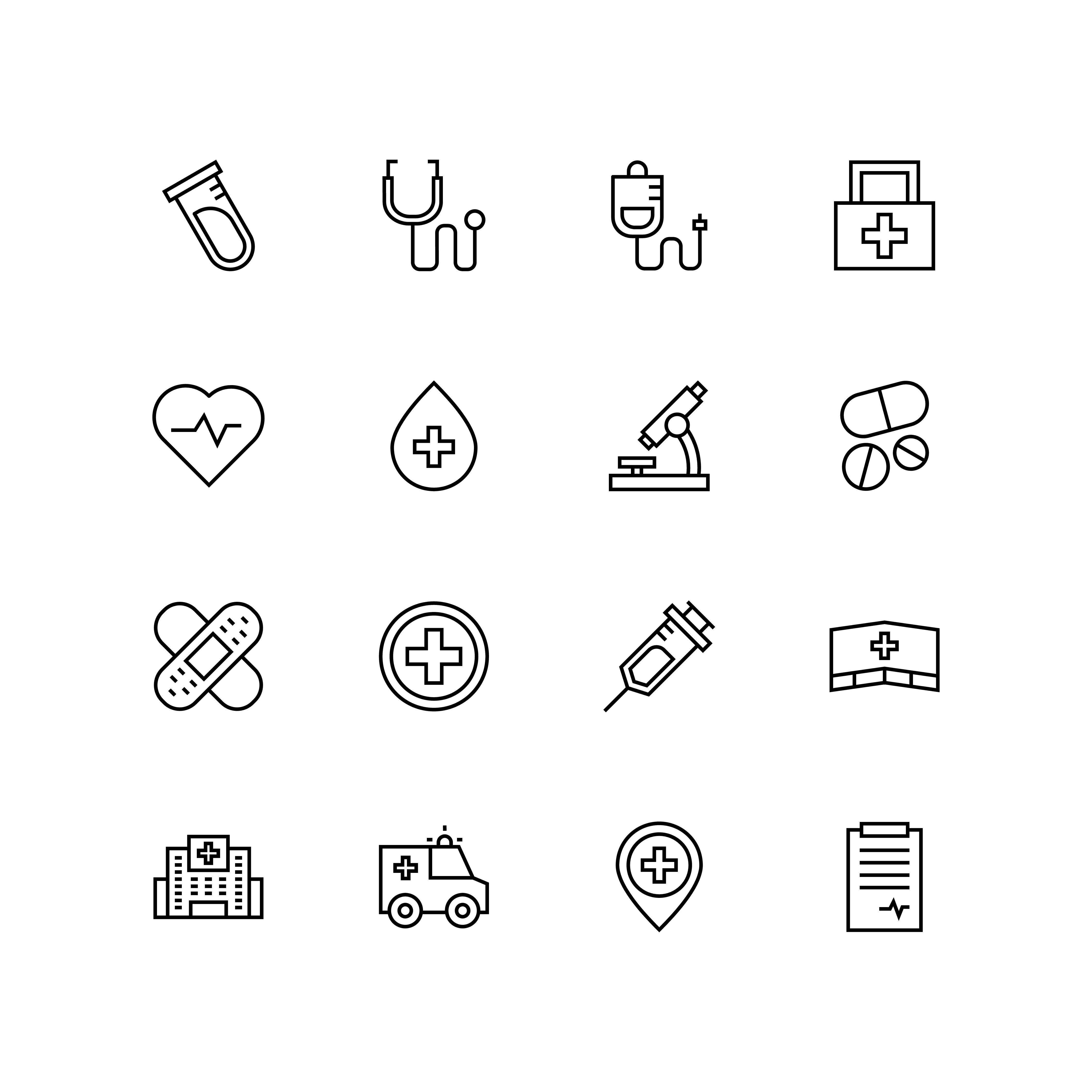 Medical and hospital line icon set By Imaginicon | TheHungryJPEG.com