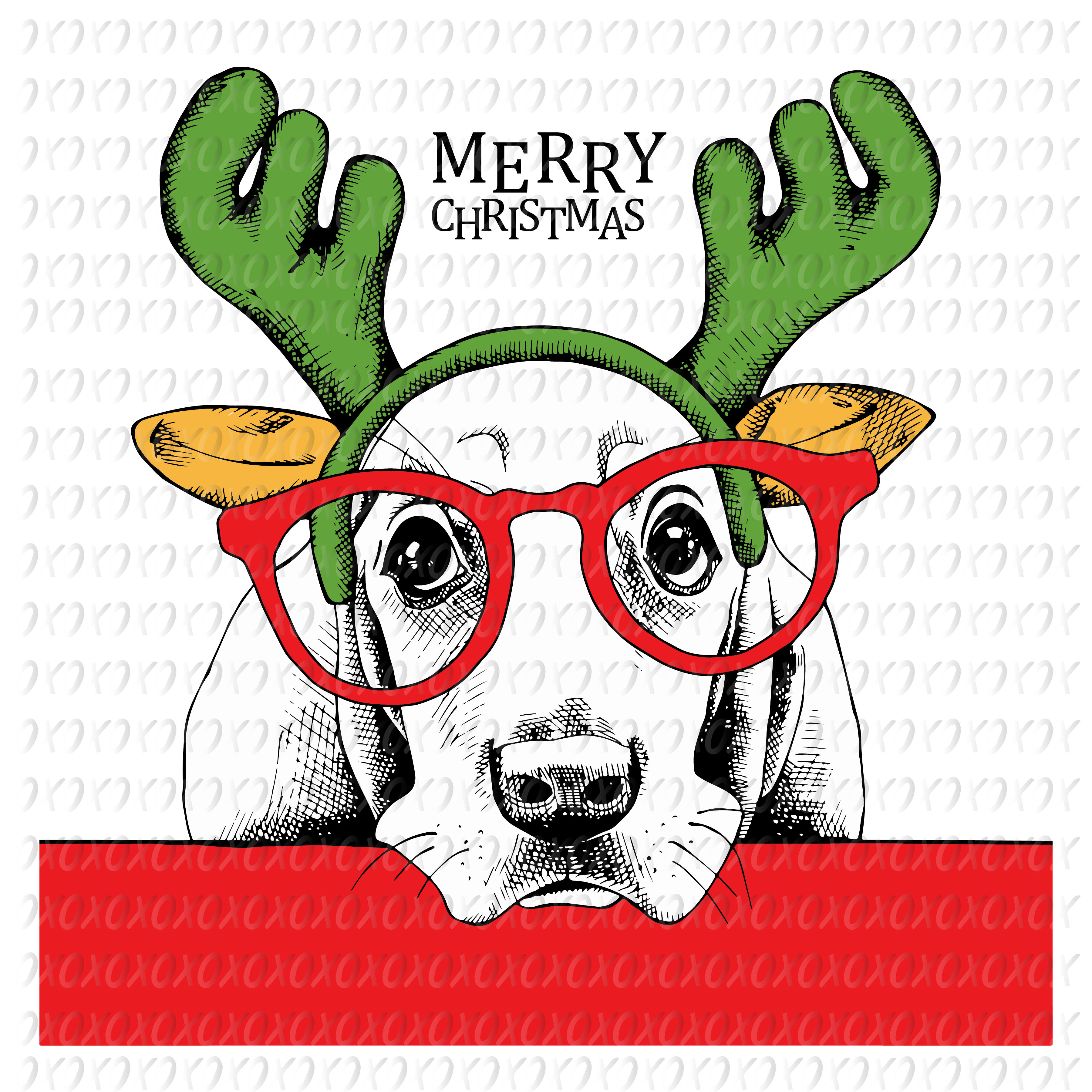 Christmas Poster Dog Basset Hound Portrait Svg Dxf Png Eps Digital By Casecustomcreations Thehungryjpeg Com