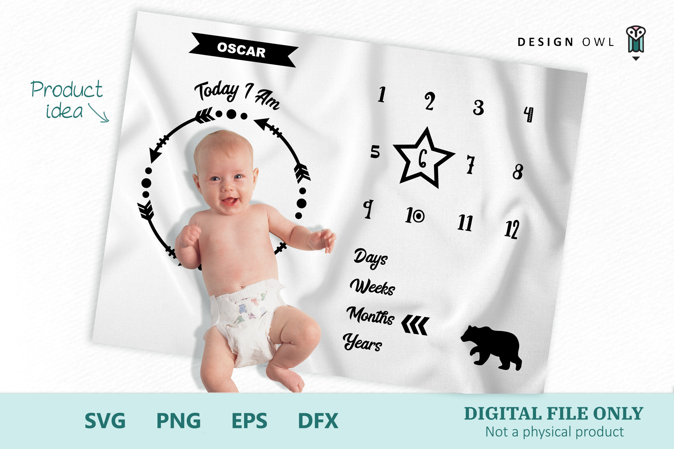 Download Baby Bear Milestone Blanket Svg Cut File By Design Owl Thehungryjpeg Com
