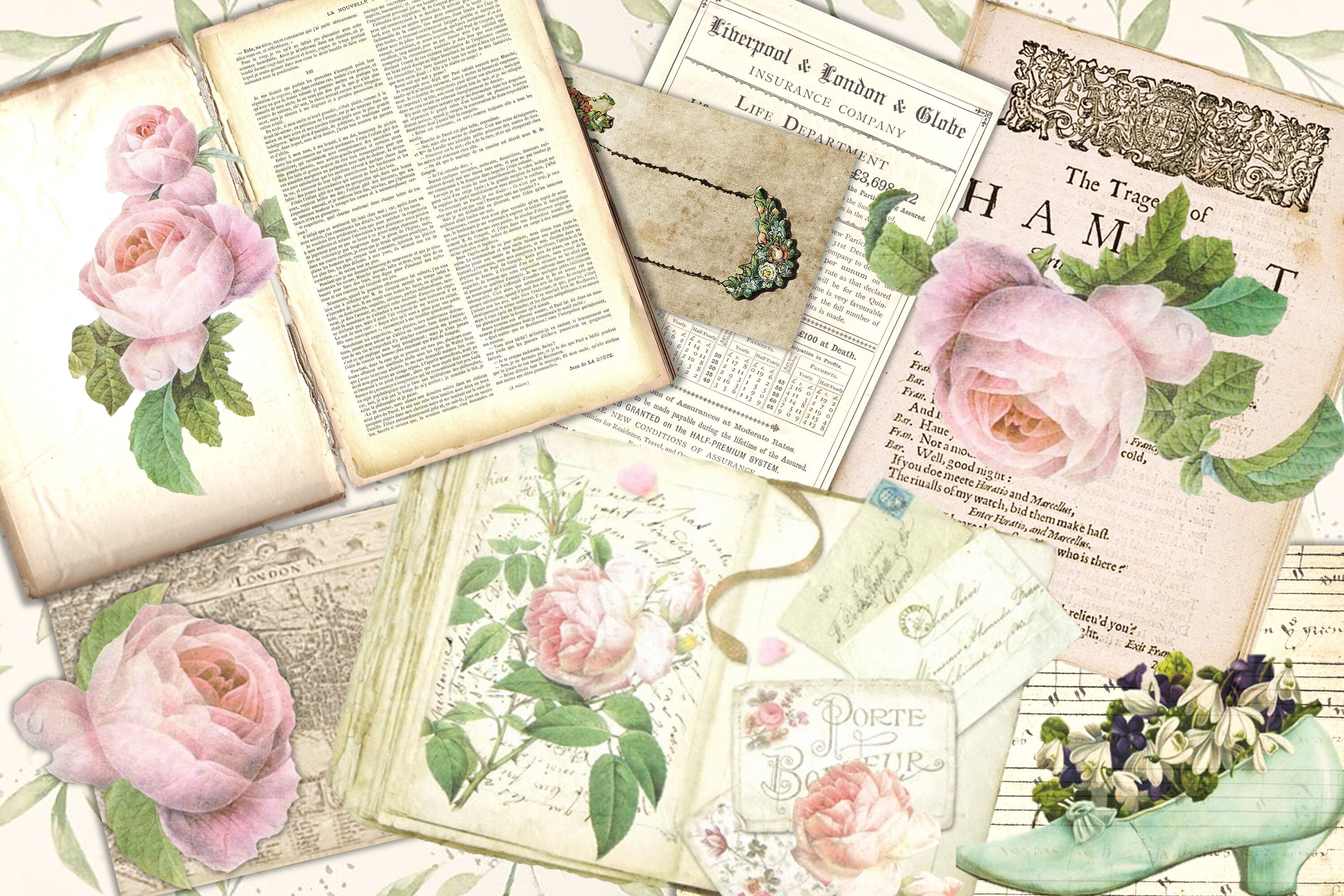 Printable Junk Journal with FREE Ephemera and clipart. Commercial Use