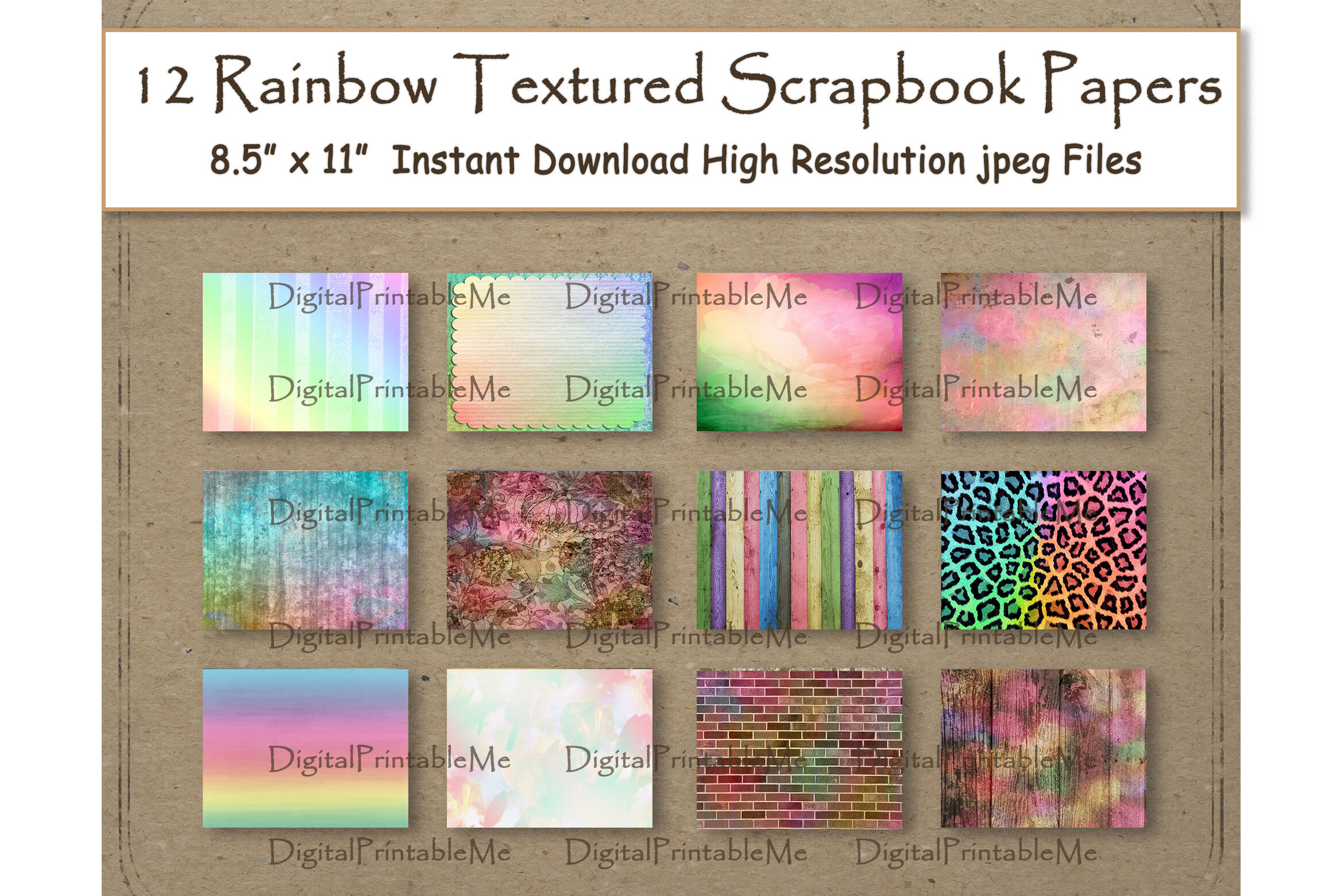 Textured Rainbow Digital Paper 11