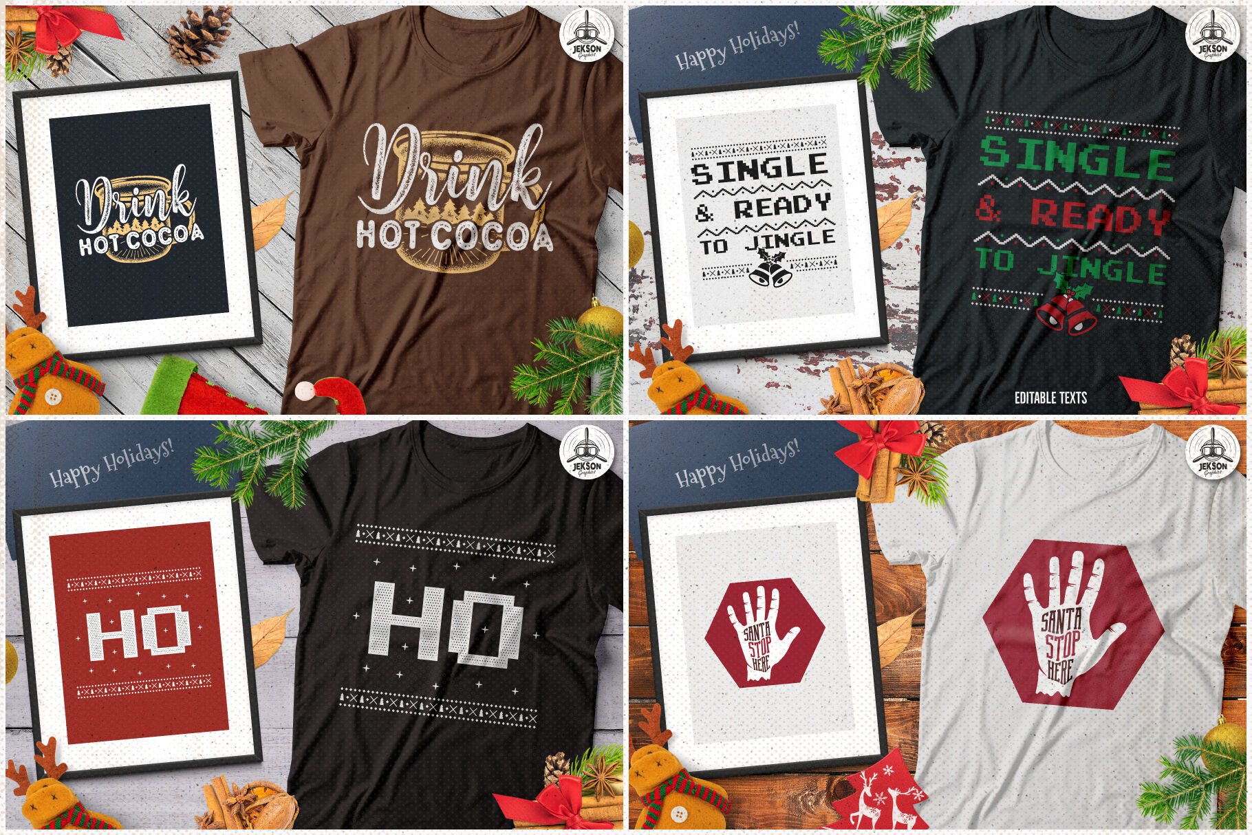 Christmas T Shirt Designs Retro Bundle Xmas Tees Svg File By Jekson Graphics Thehungryjpeg Com