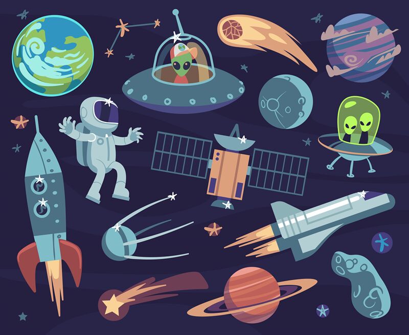 cartoon aliens in space