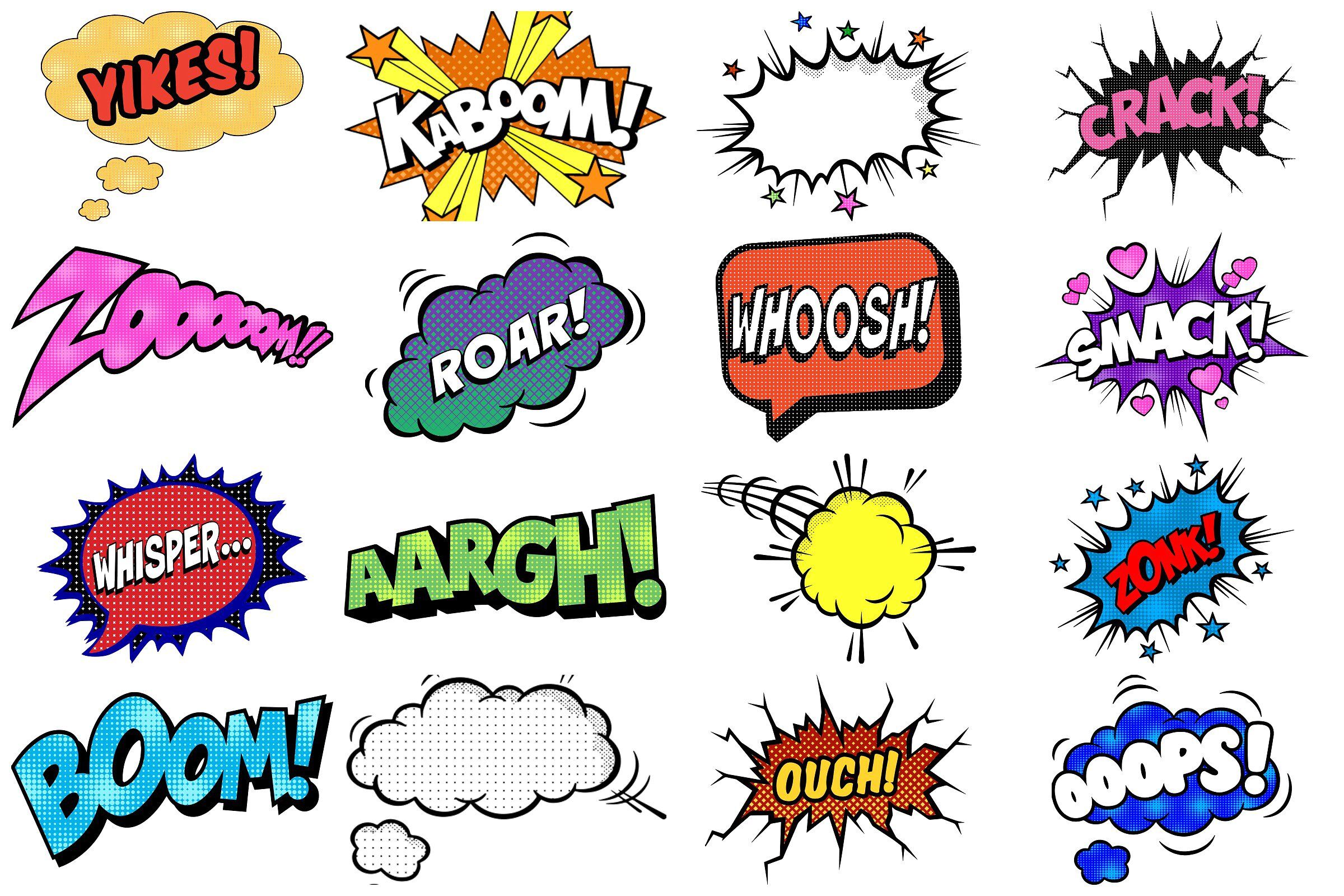 Superhero Comic Speech Bubbles AI EPS PNG By Me and Ameliè ...