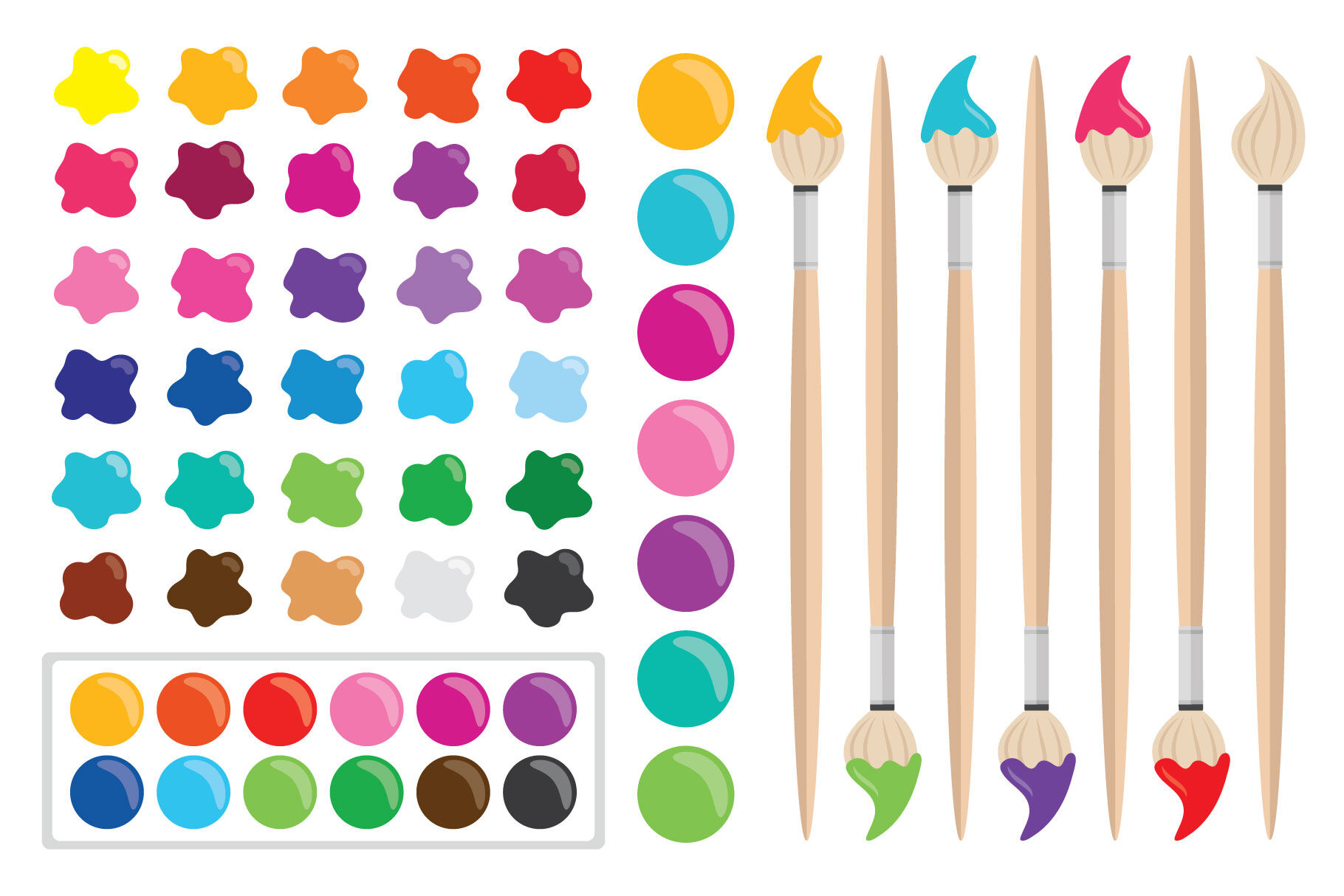 Paint Brush & Palette Clip Art Set By Running With Foxes