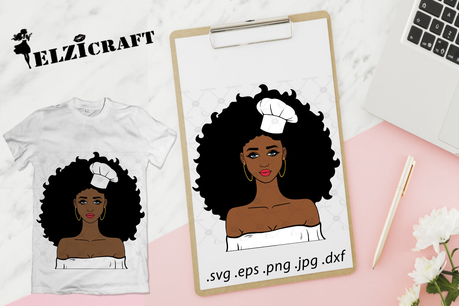 Afro Girl Chef Svg Cut File By Elzicraft Thehungryjpeg Com