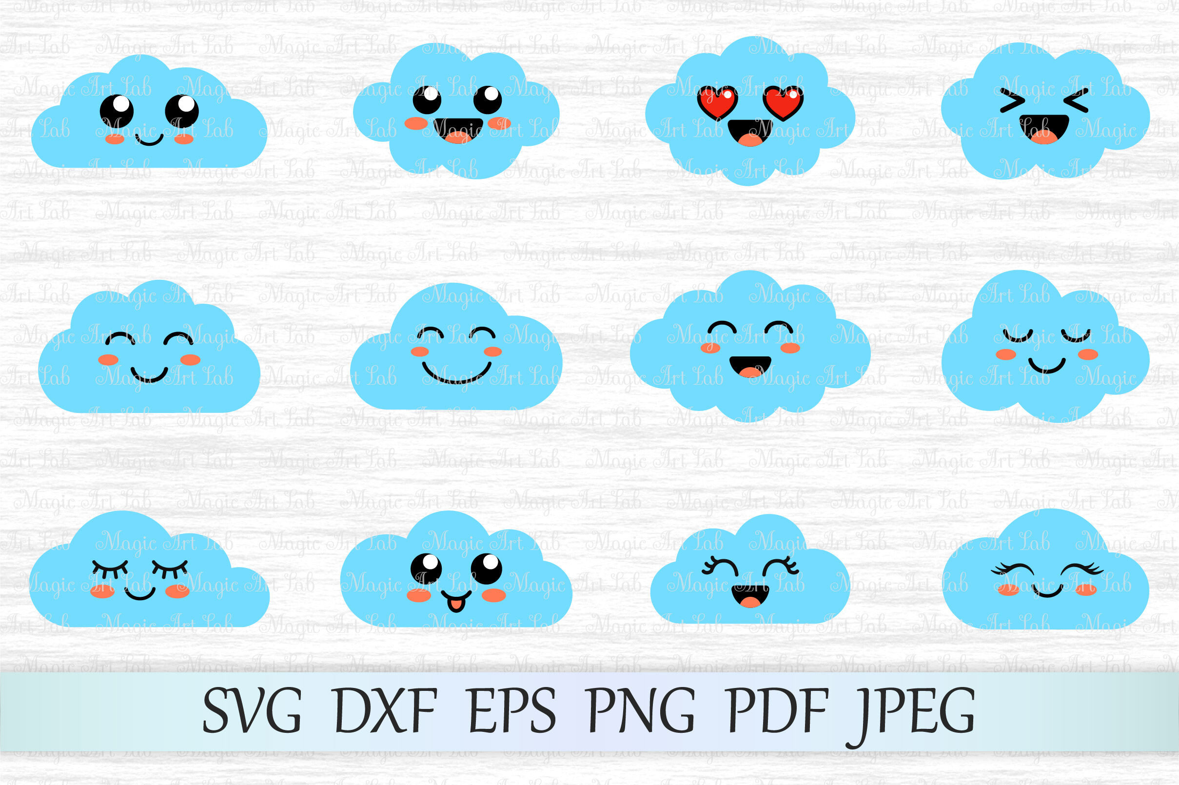 Download Cloud Svg Cloud Clipart Cute Clouds Svg File Cloud Face Svg By Magicartlab Thehungryjpeg Com