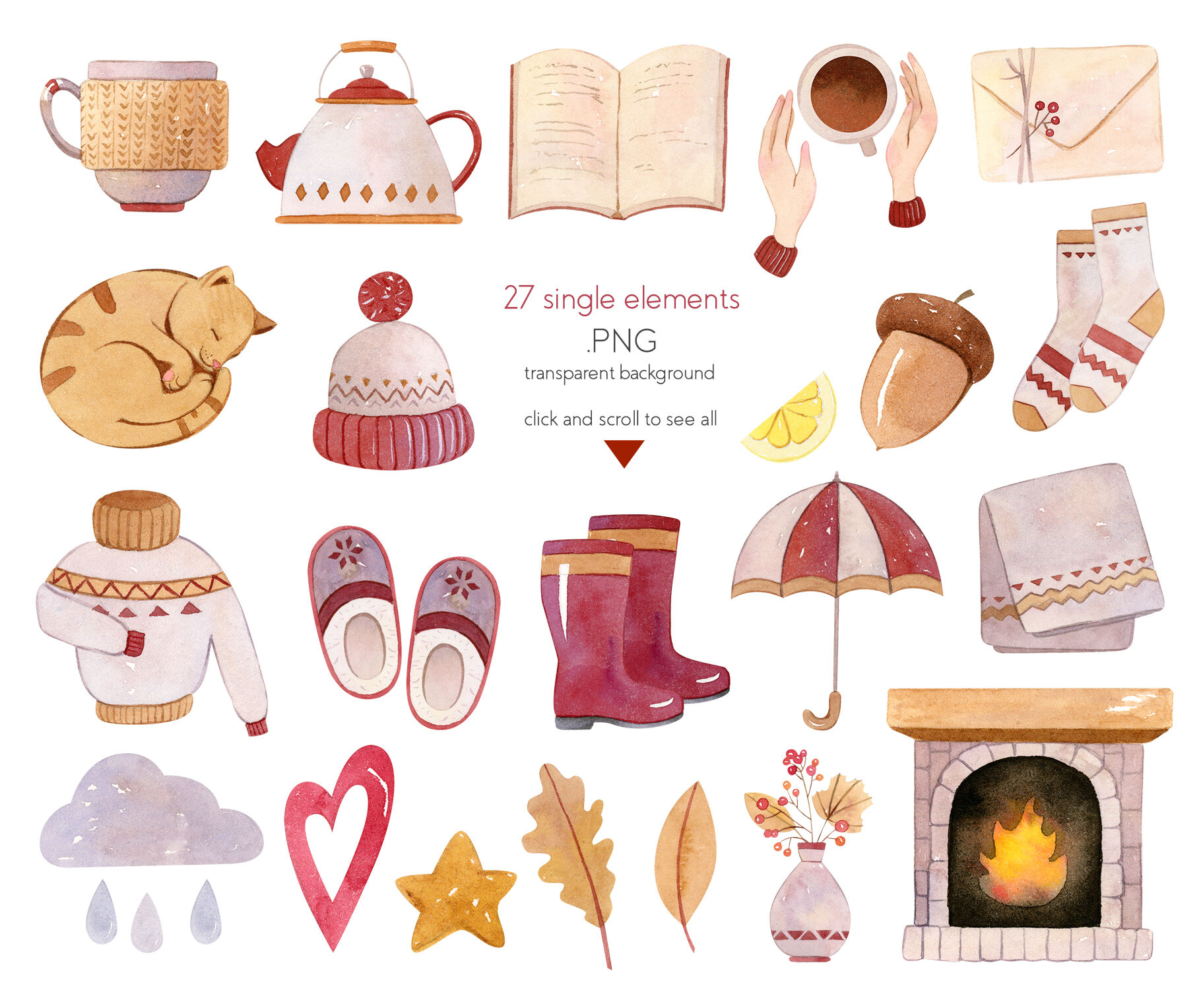 Autumn Vibes Watercolor Collection (Clipart) By Julia M. Watercolor ...