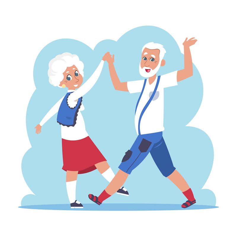 Old couple dancing. Cartoon happy granny and grandpa dancing, flat eld By  SpicyTruffel | TheHungryJPEG