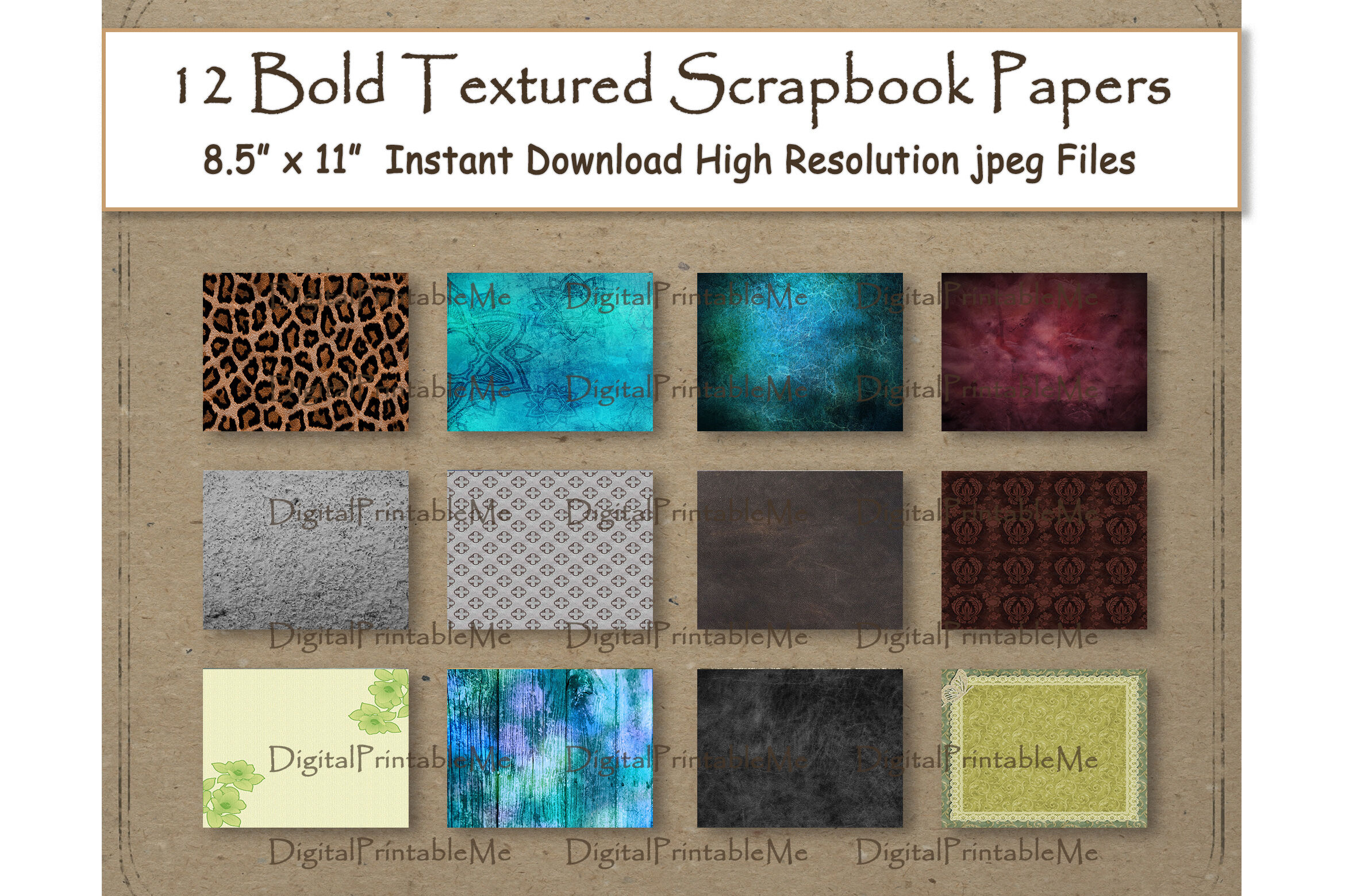 Textured Digital Paper 8.5 x 11 Bold Distressed scrapbook paper page By  DigitalPrintableMe