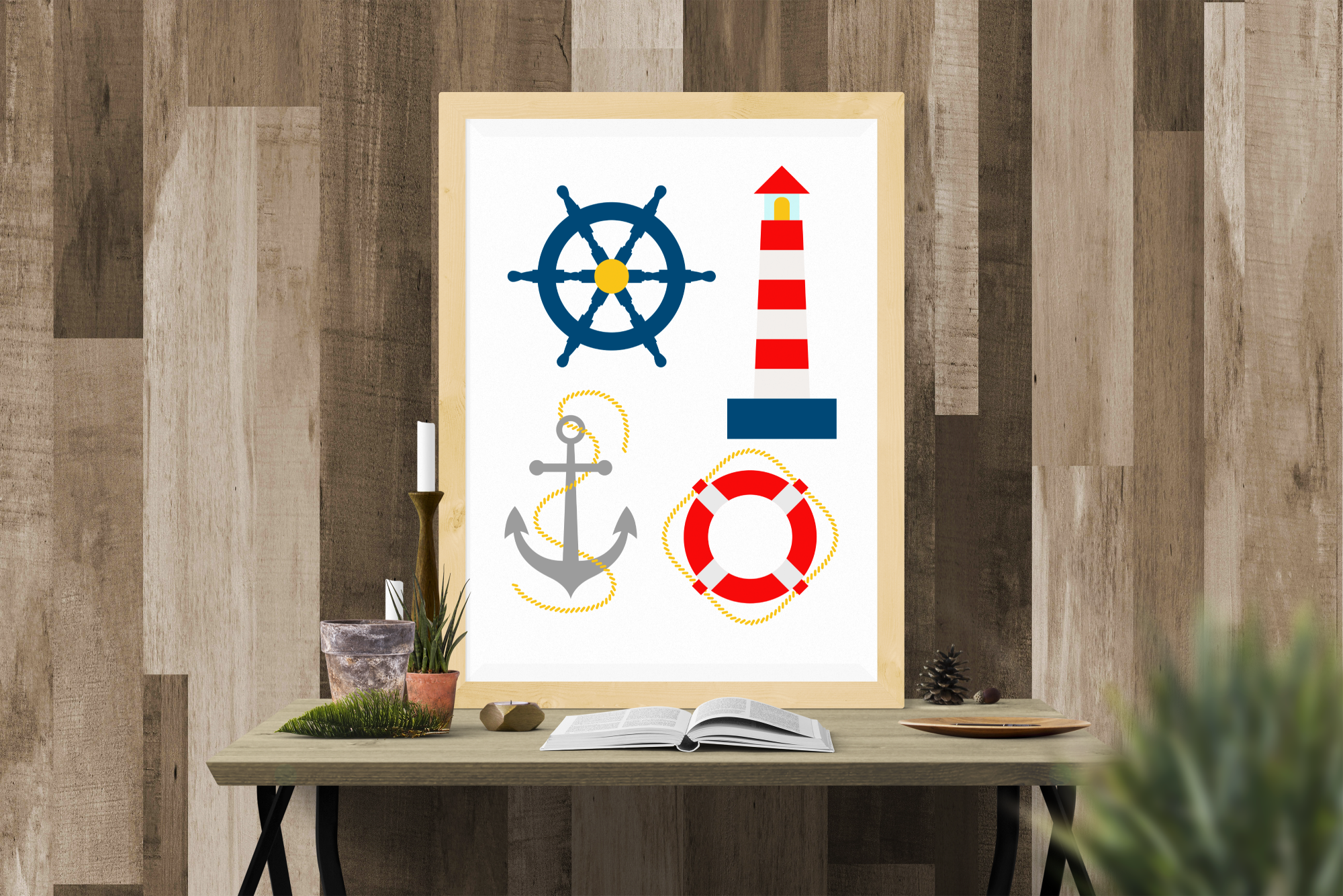 Download Nautical Lighthouse Life Preserver Ship Anchor Set | SVG ...