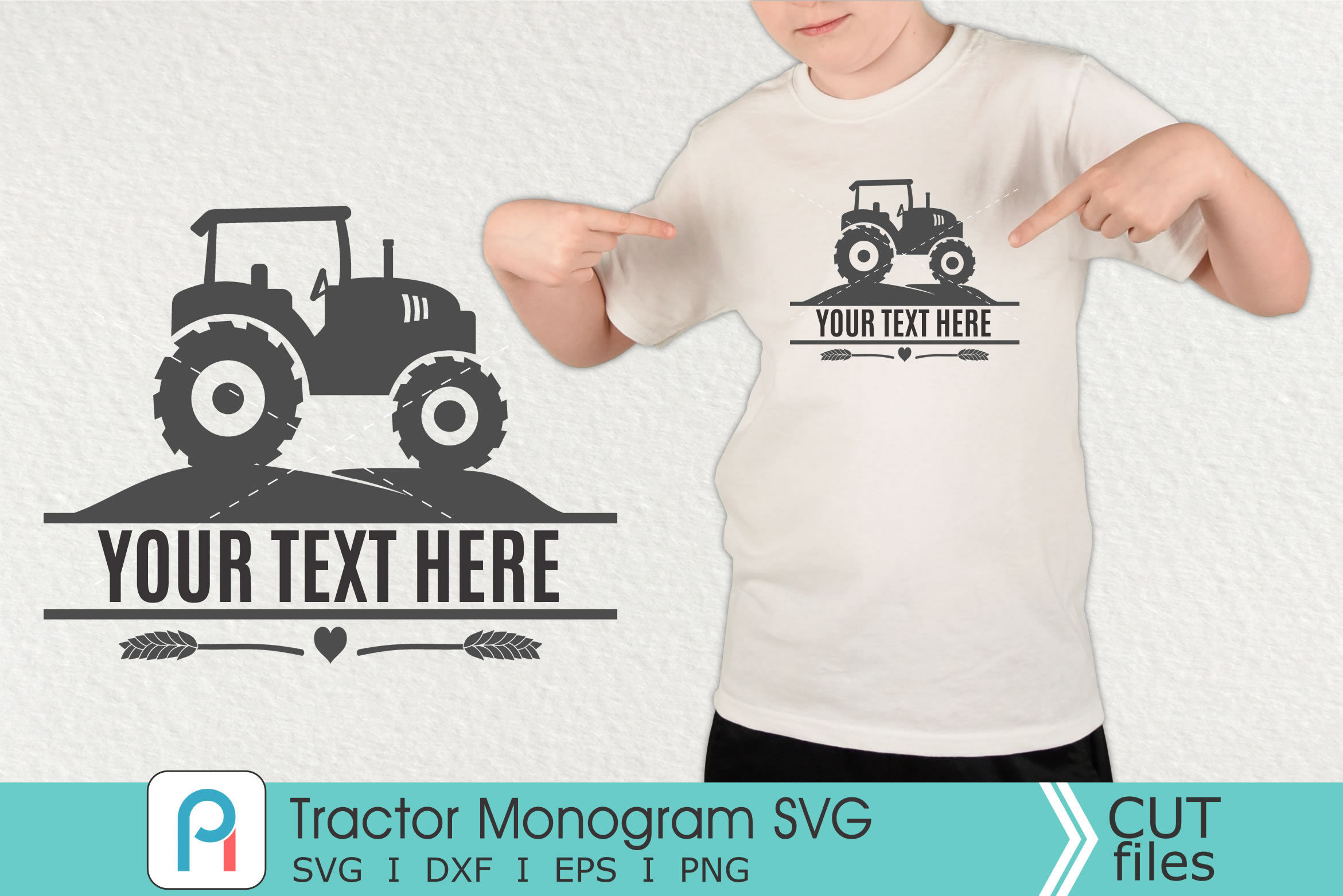 Tractor Monogram Svg Tractor Svg Tractor Clipart By Pinoyart Thehungryjpeg Com