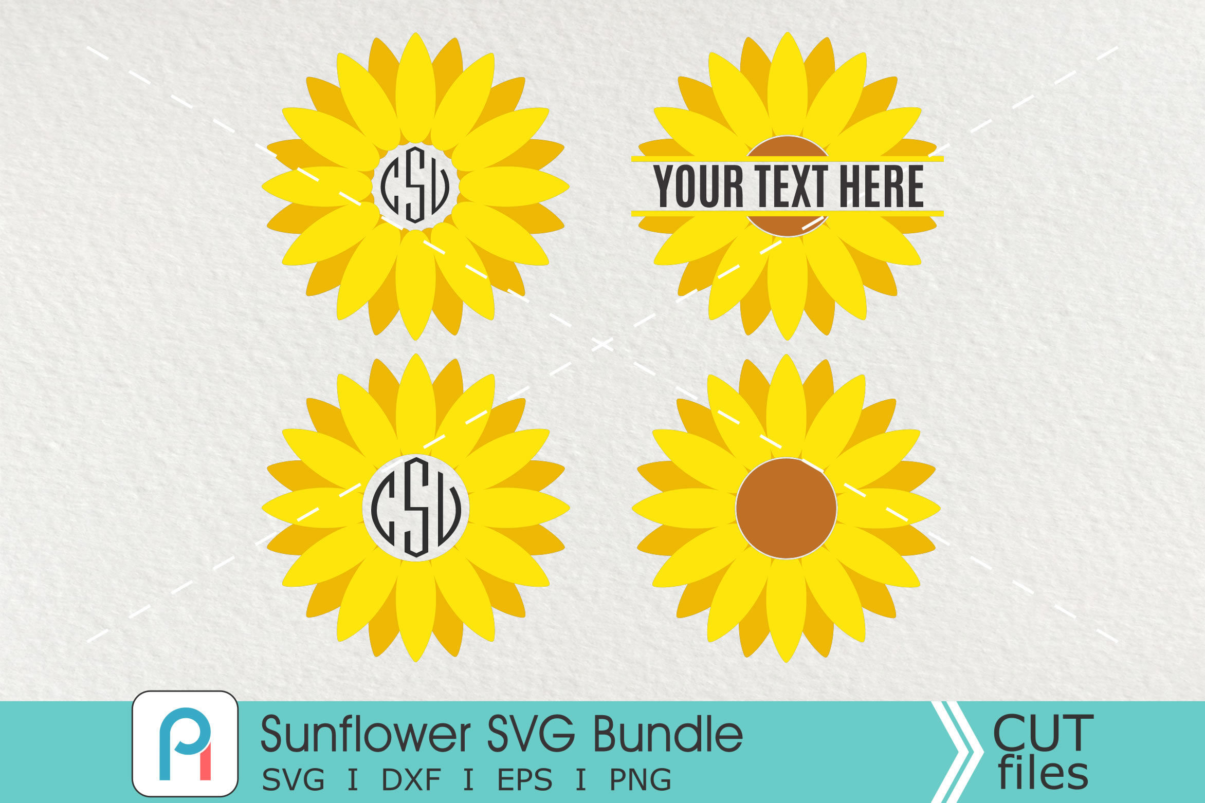 Download Sunflower Monogram Svg, Sunflower Svg, Sunflower Clipart ...