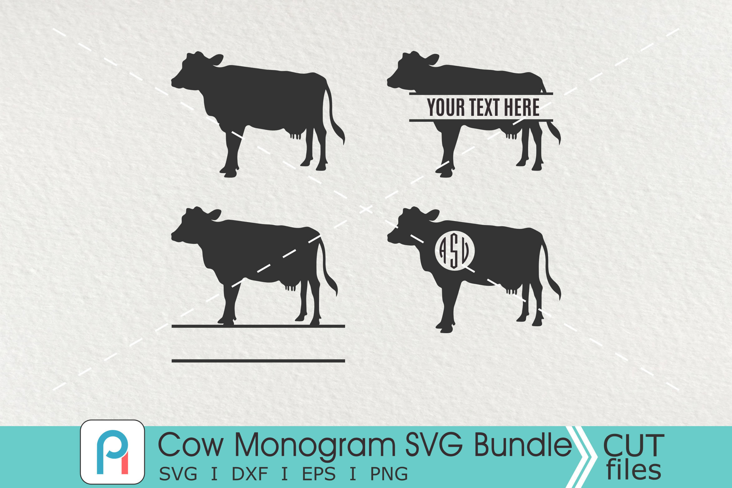 Cow Monogram Svg Cow Svg Cow Clip Art Farm Monogram Svg By Pinoyart Thehungryjpeg Com